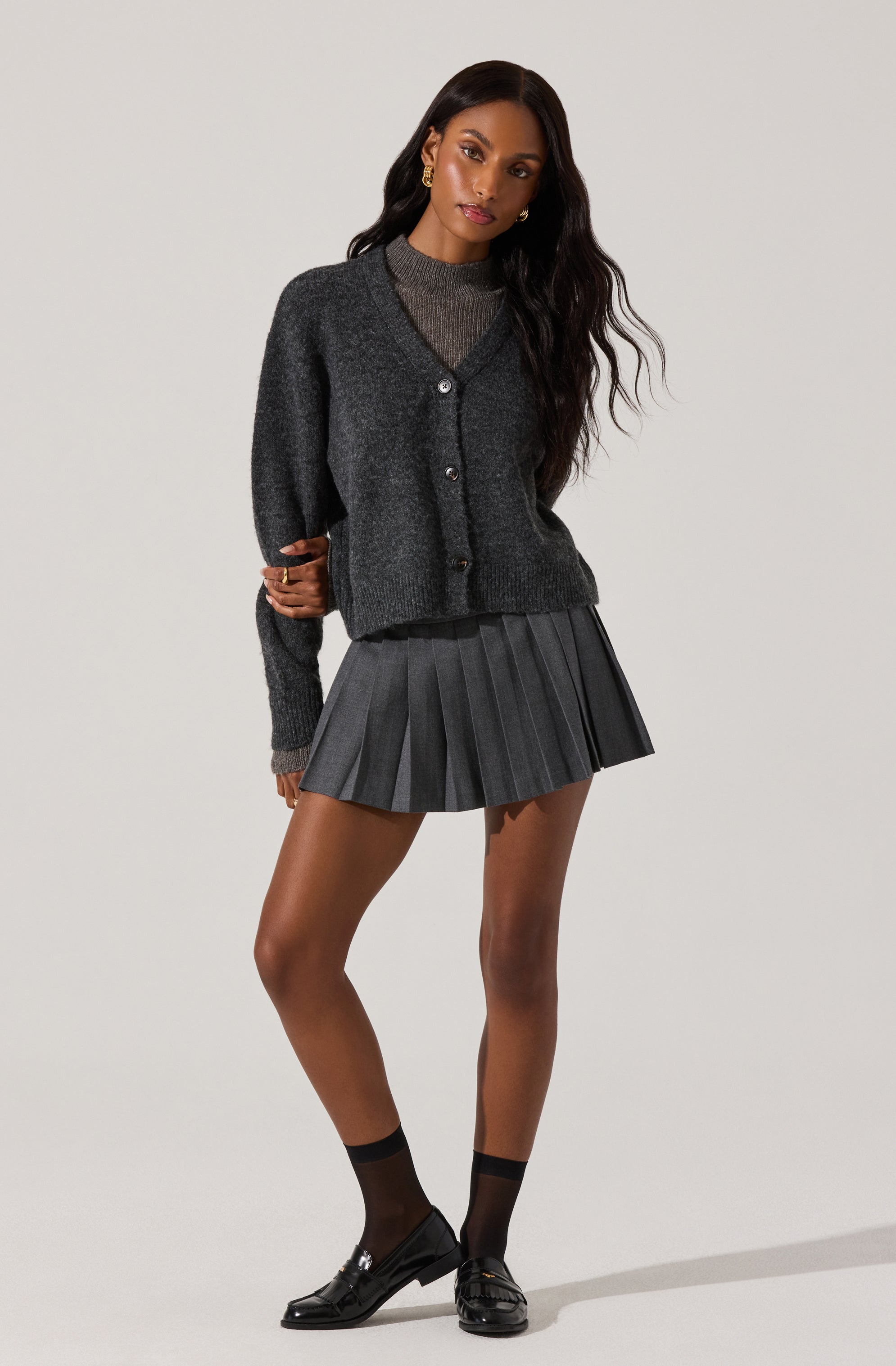 Women's Chunky Knit Layered Turtleneck Cardigan Sweater - Cozy Winter Pullover for Office, Date Night & Casual Outfits