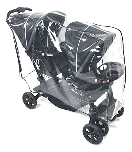 SASHA'S Universal Rain and Wind Cover for Baby Trend Sit N Stand Ultra & Double Strollers - Clear PVC with Ventilation - Weather Protection for Infants & Toddlers (Stroller Not Included) - Perfect for Rainy Days, Snowy Weather & Outdoor Adventures - Made in USA