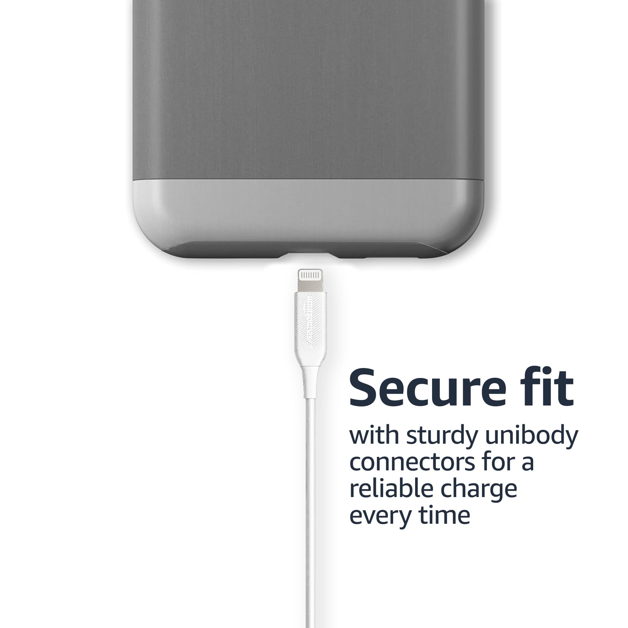 Amazon Basics MFi Certified USB-A to Lightning Cable (6ft, White) - Fast Charging Cord for iPhone 14/13/12/11/X/Xs/Pro/Max/Plus & iPad - Perfect for Home, Office & Travel Charging