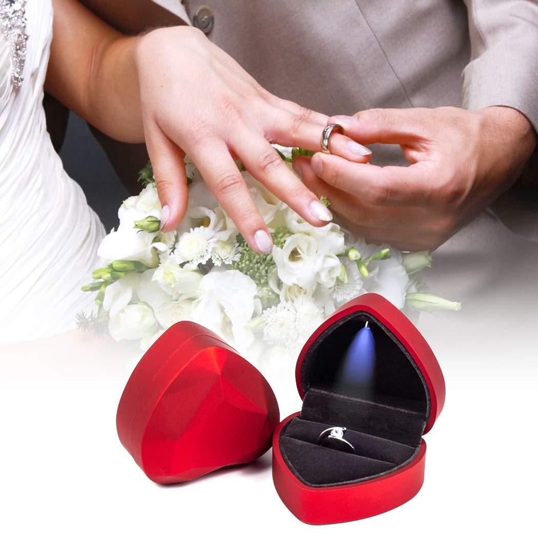 Heart Shaped LED Ring Box - Proposal Jewelry Gift Box for Engagement, Wedding, Valentine's Day, Anniversary & Christmas (Pink) - Perfect for Romantic Surprises & Special Occasions