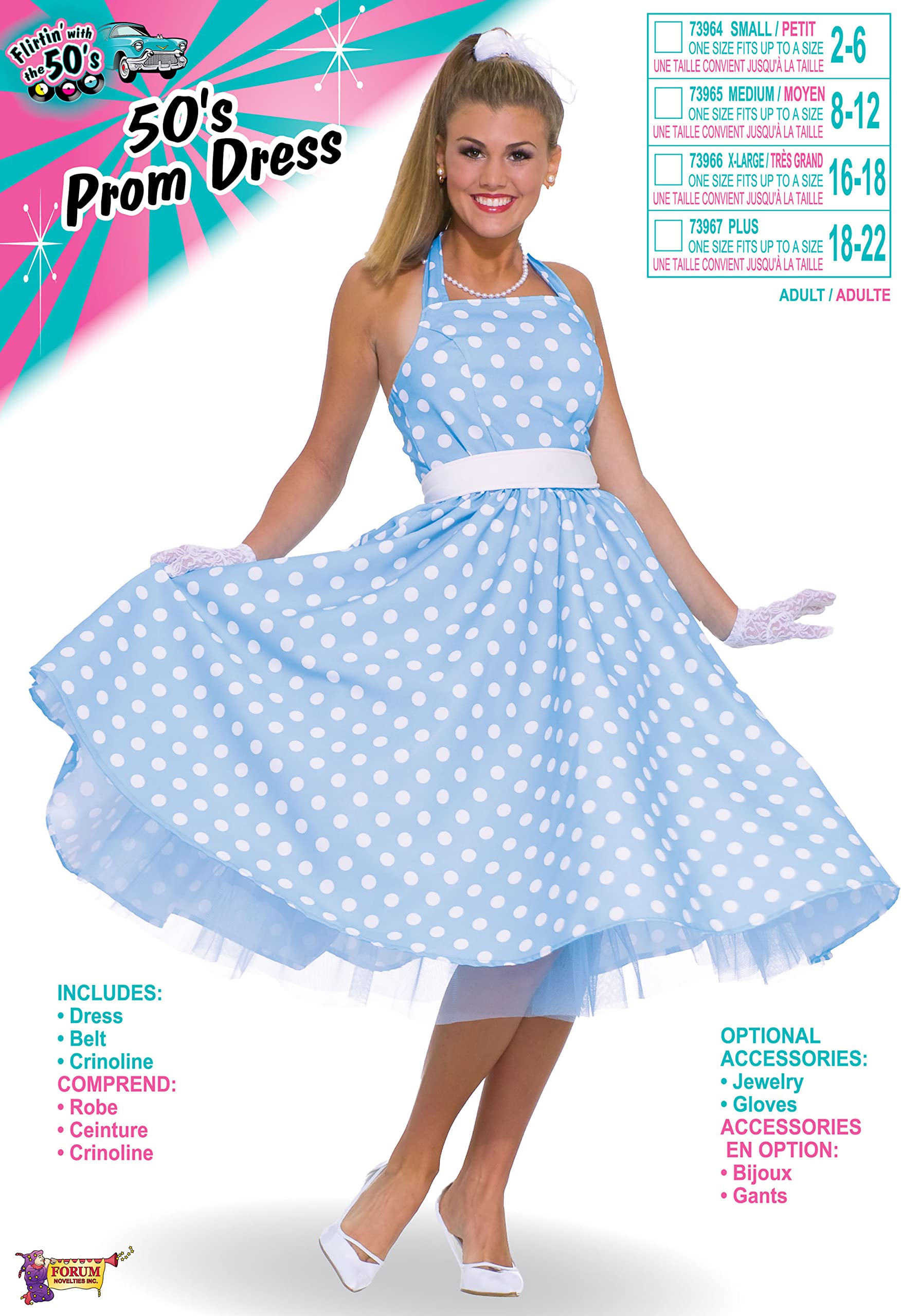 Vintage 1950s Prom Dress Costume for Women - Retro Summer Daze Party Outfit - Perfect for Halloween, Cosplay, and 50s Themed Parties