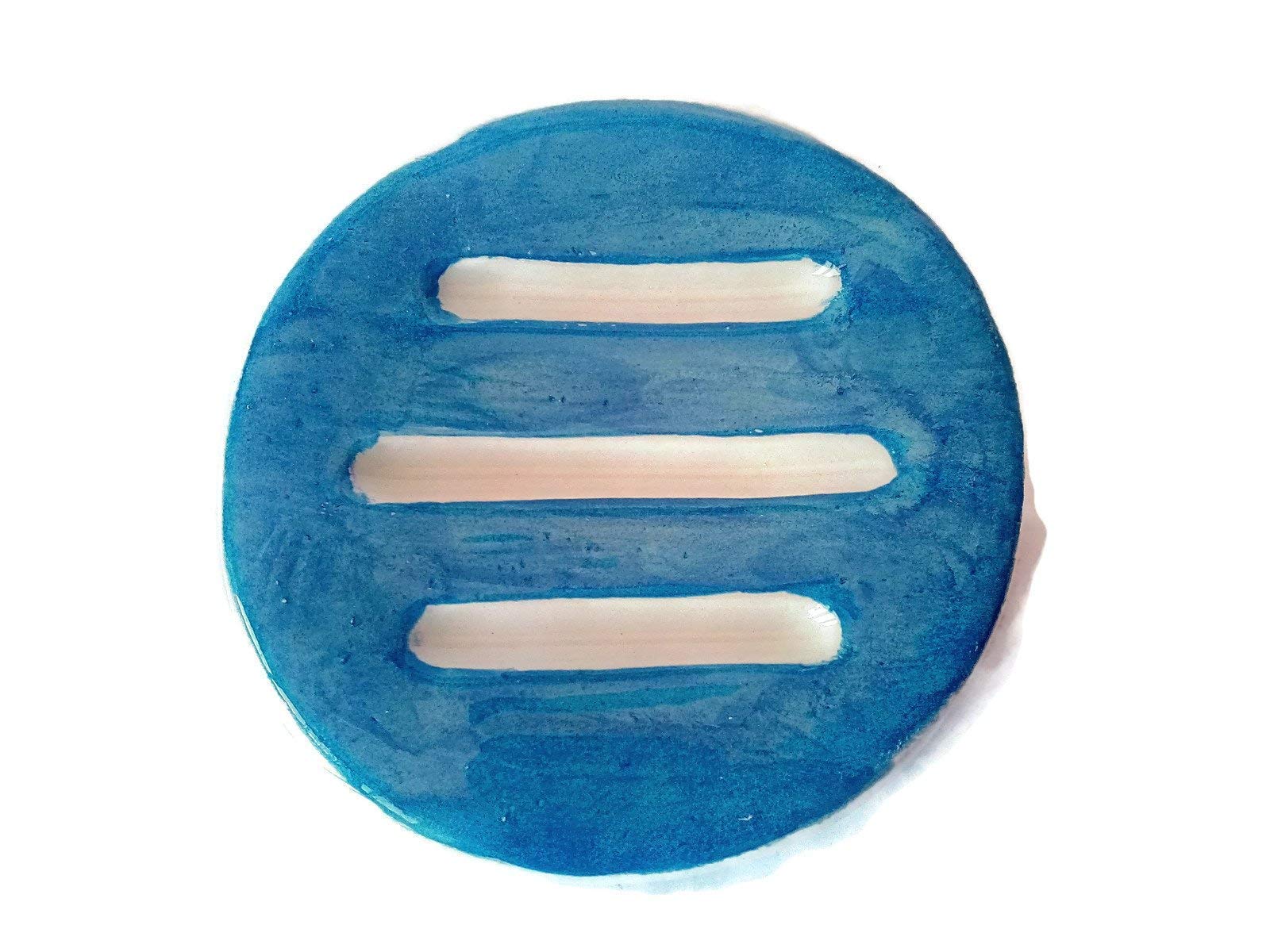 Royal Blue Ceramic Soap Dish & Sponge Holder - Elegant Bathroom & Kitchen Organizer for Sink Countertop, Shower, and Vanity Decor