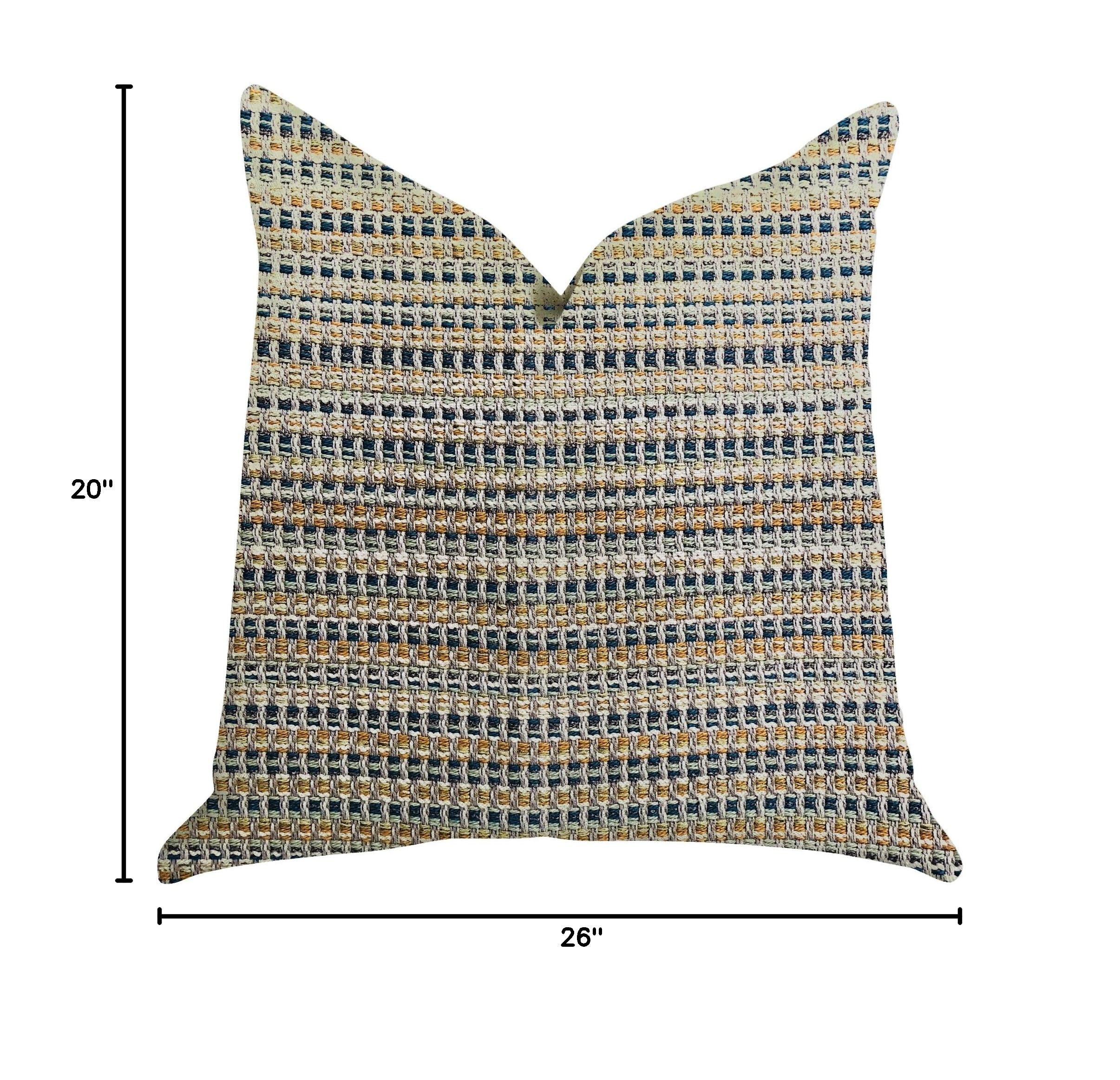 Plutus Brands Peyton Braid Double Sided Luxury Throw Pillow 20x26 Inches - Soft Decorative Couch Pillow for Living Room, Sofa, Bed - Beige, Blue, Brown Home Decor Accent