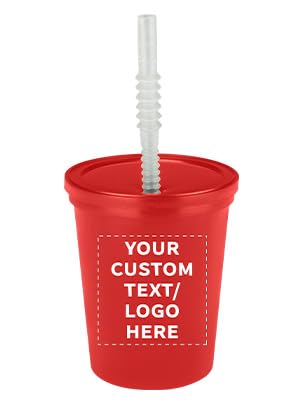 Red, straw & lid