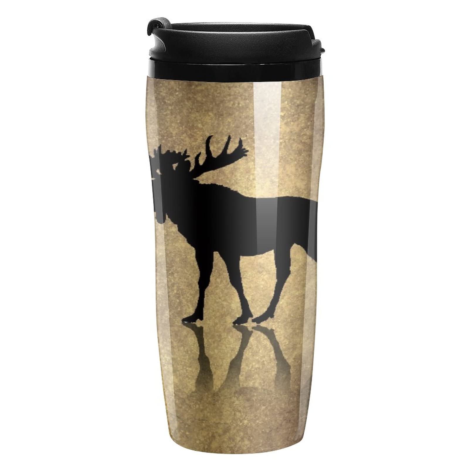 DAOPUDA 12 oz Insulated Travel Coffee Mug - Vintage Elk Moose Deer Forest Design, Stainless Steel Tumbler with Flip Lid, Leakproof for Hot & Cold Drinks | Perfect for Camping, Office Commute & Outdoor Adventures