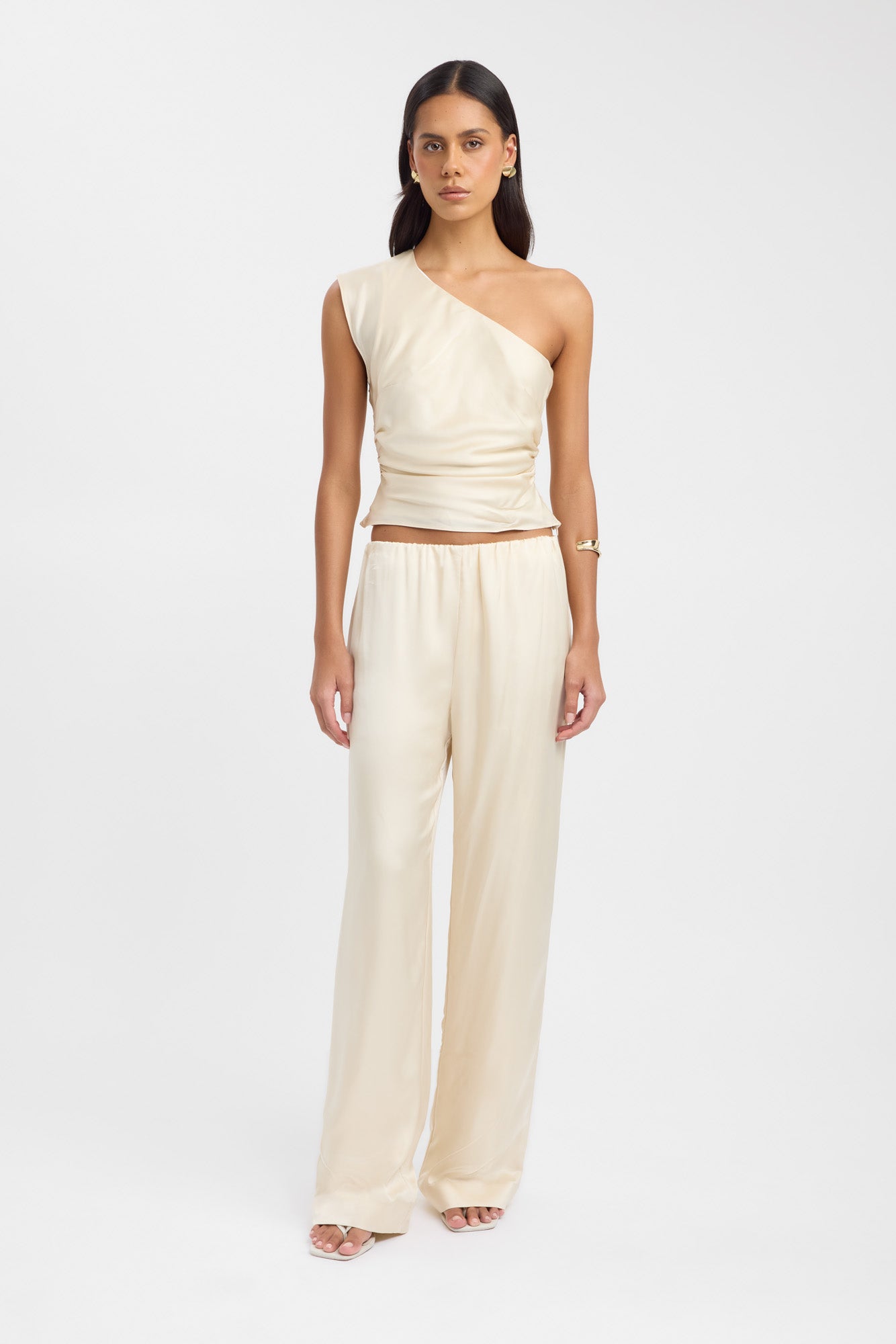 Monty Gathered Pant - Women's High Waisted Flowy Palazzo Pants for Casual Wear, Office & Travel | Soft Stretchy Fabric with Elastic Waistband