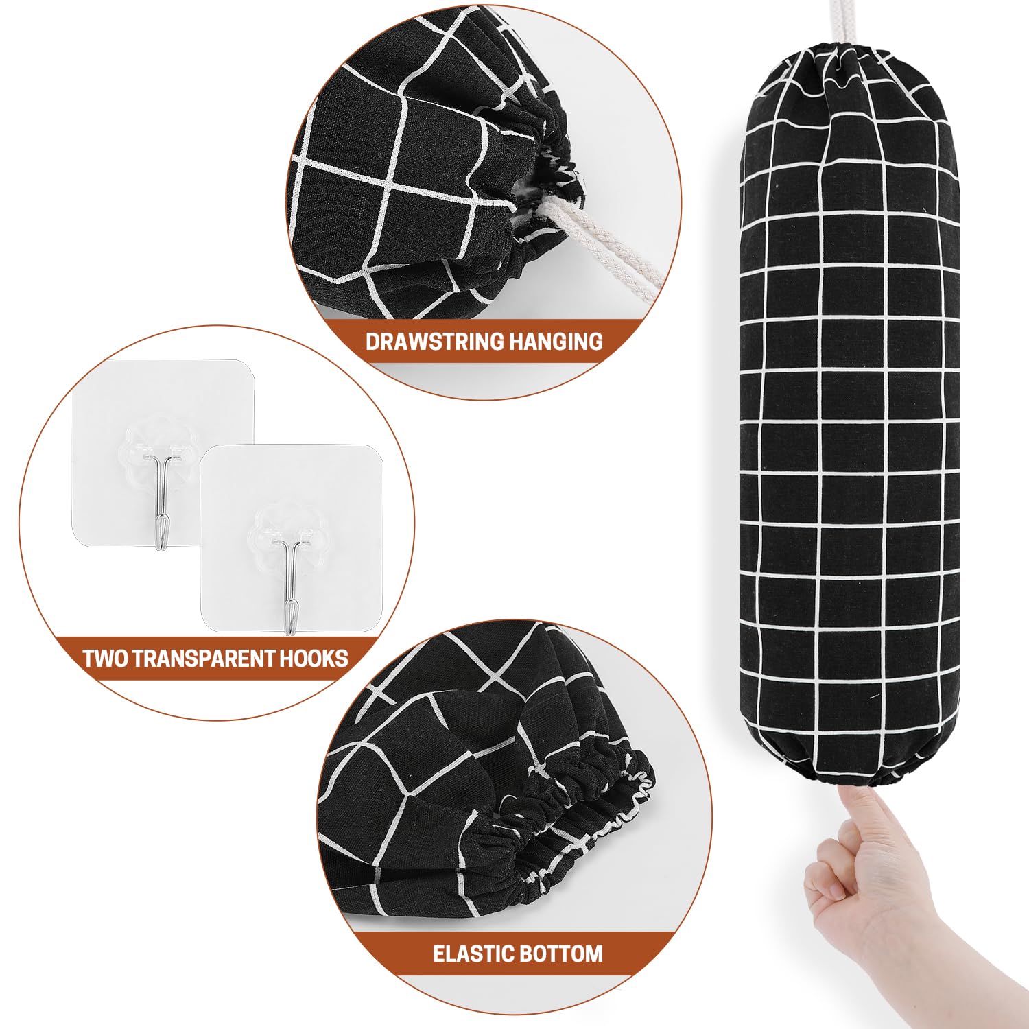 SWISSELITE 2-Pack Reusable Plastic Bag Holder Organizer - Wall Mount Grocery Bag Storage Dispenser (22x9 Inches) - Perfect for Kitchen, Pantry & Garage Organization