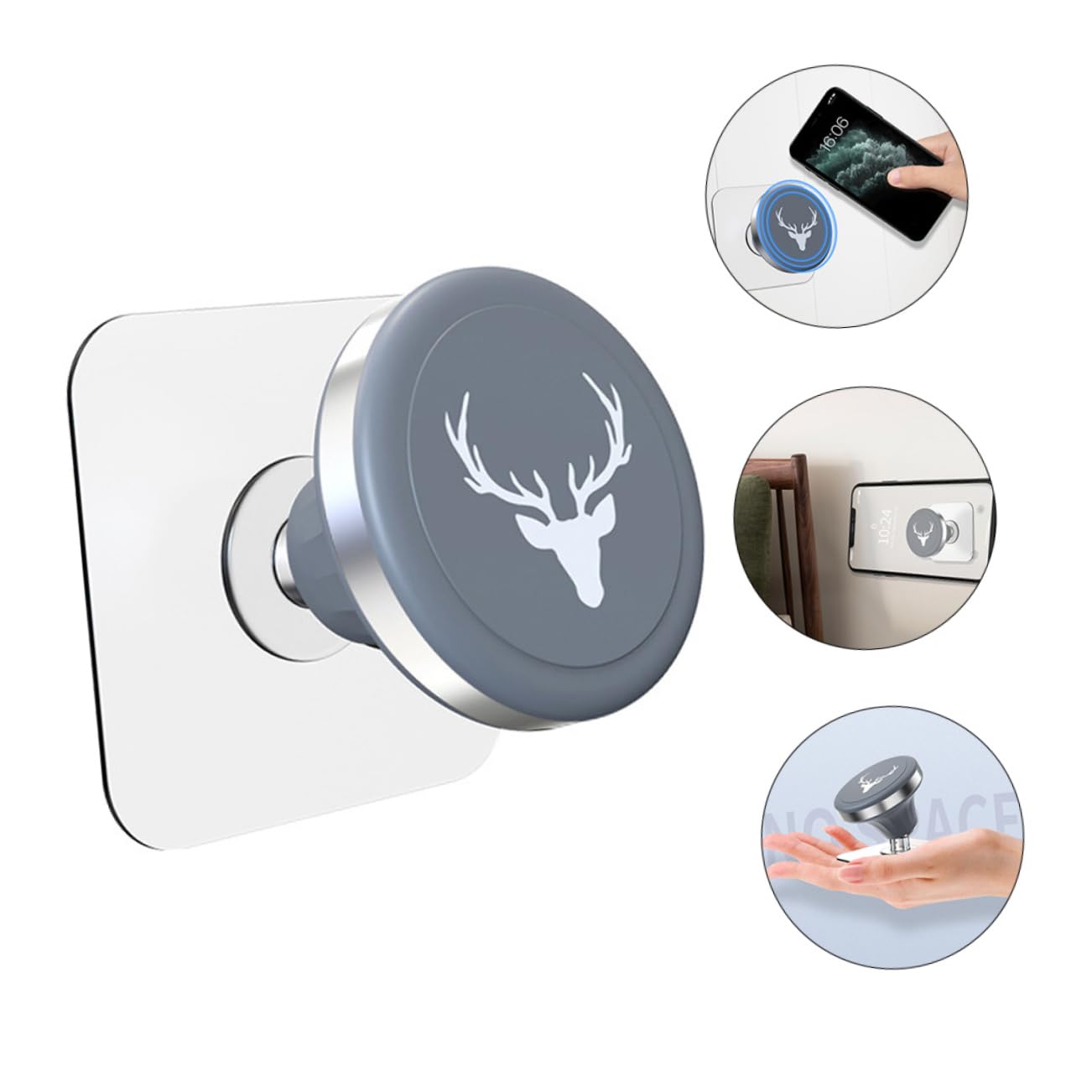 Universal Magnetic Phone Holder Stand - Adjustable Wall Mount Cell Phone Rack for Desk, Car & Home Use - Secure Phone Stand for Watching Videos & Video Calls