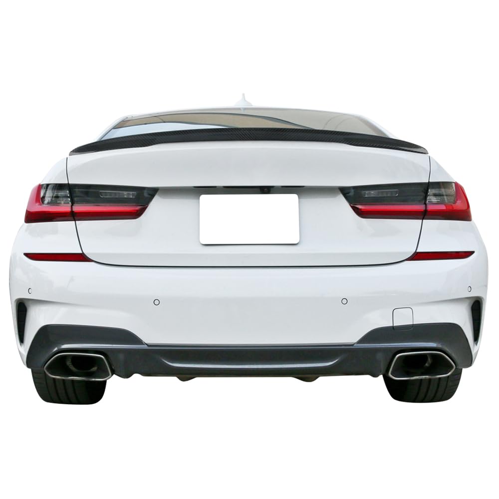 IKON MOTORSPORTS P Style Real Carbon Fiber Trunk Spoiler for 2019-2025 BMW G20 3-Series & 2021-2025 BMW G80 M3 - High Performance Rear Boot Lid Wing - Perfect for Car Enthusiasts & Street Racing