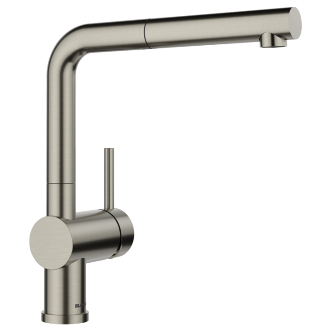 Blanco LINUS S Pull-Out Kitchen Faucet Mixer in Satin Platinum - Modern Touchless Water Dispenser for Sinks, Perfect for Contemporary Kitchens & Bar Areas (Model 527700)