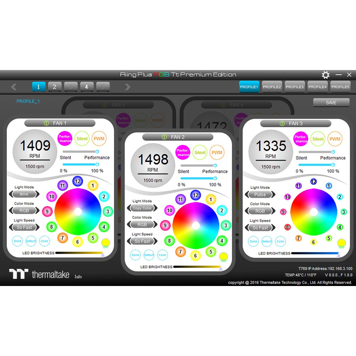Riing Plus 12 RGB Radiator Fan TT Premium Edition 5 Pack - High Performance PC Cooling for Gaming Rigs & Liquid Cooling Systems