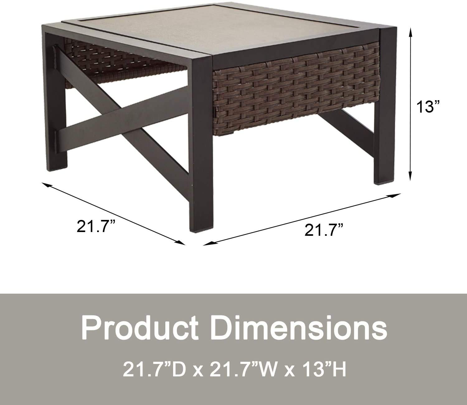 **Outdoor Wicker Sectional Sofa Set with Ottoman & Coffee Table - 3-Piece Rattan Patio Furniture for Poolside, Garden, Deck, Balcony, or Beach (Brown) - Perfect for Relaxing, Entertaining, and Lounging**