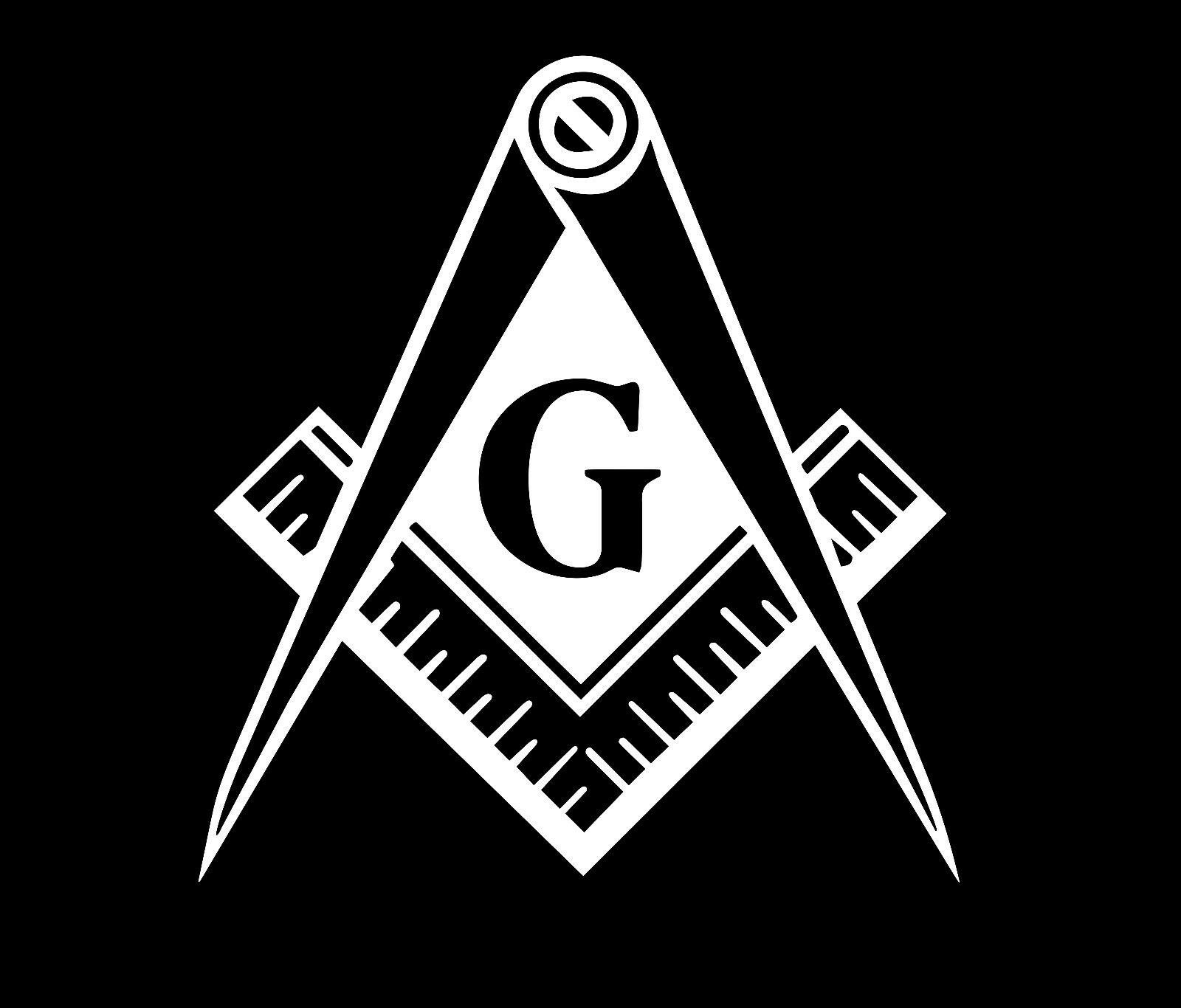 Freemason Compass & Square Window Decal Sticker - Funny Masonic Car & Truck Vinyl Decals (White) - Perfect for Bumper, Laptop, or Wall Decor