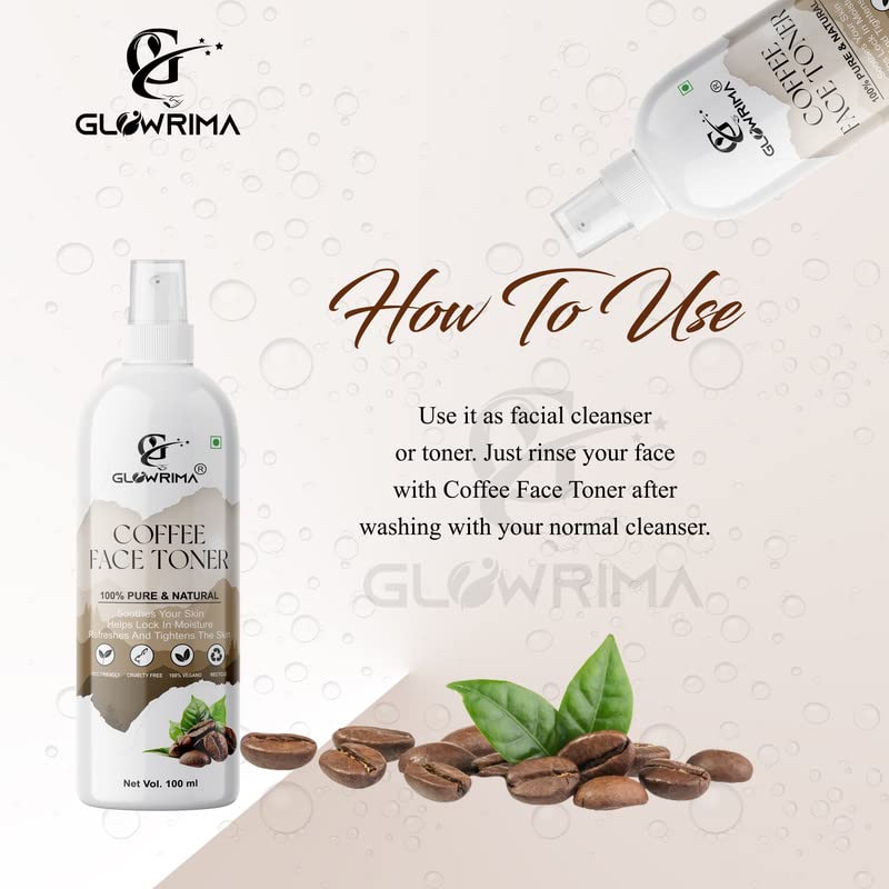 Glowrima Coffee Facial Toner for Pore Tightening & Skin Refreshing - 100ml Spray (Pack of 2) | Korean Skincare for Oily & Combination Skin | Daily Cleansing & Hydrating Toner for Morning & Night Routine