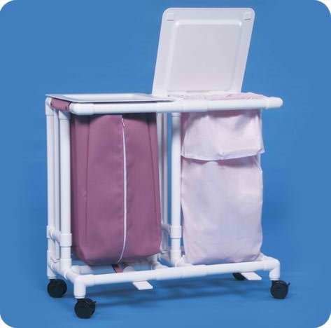 Double Linen Laundry Hamper with Foot Pedal - Breathable Fabric Clothes Basket for Bedroom, Bathroom & Nursery - Hands-Free Operation for Easy Use