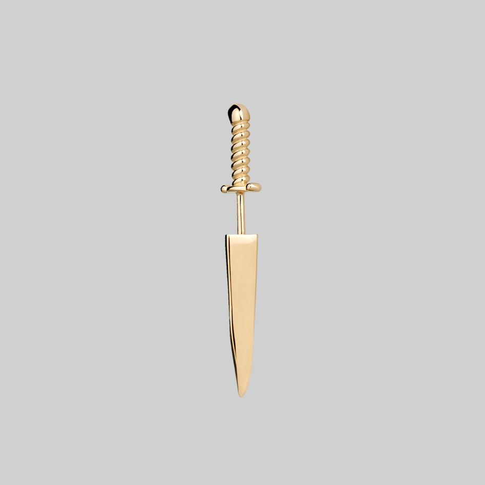 TORN Short Dagger Single Earring in Gold - Edgy Punk Jewelry for Women, Perfect for Parties & Gothic Fashion