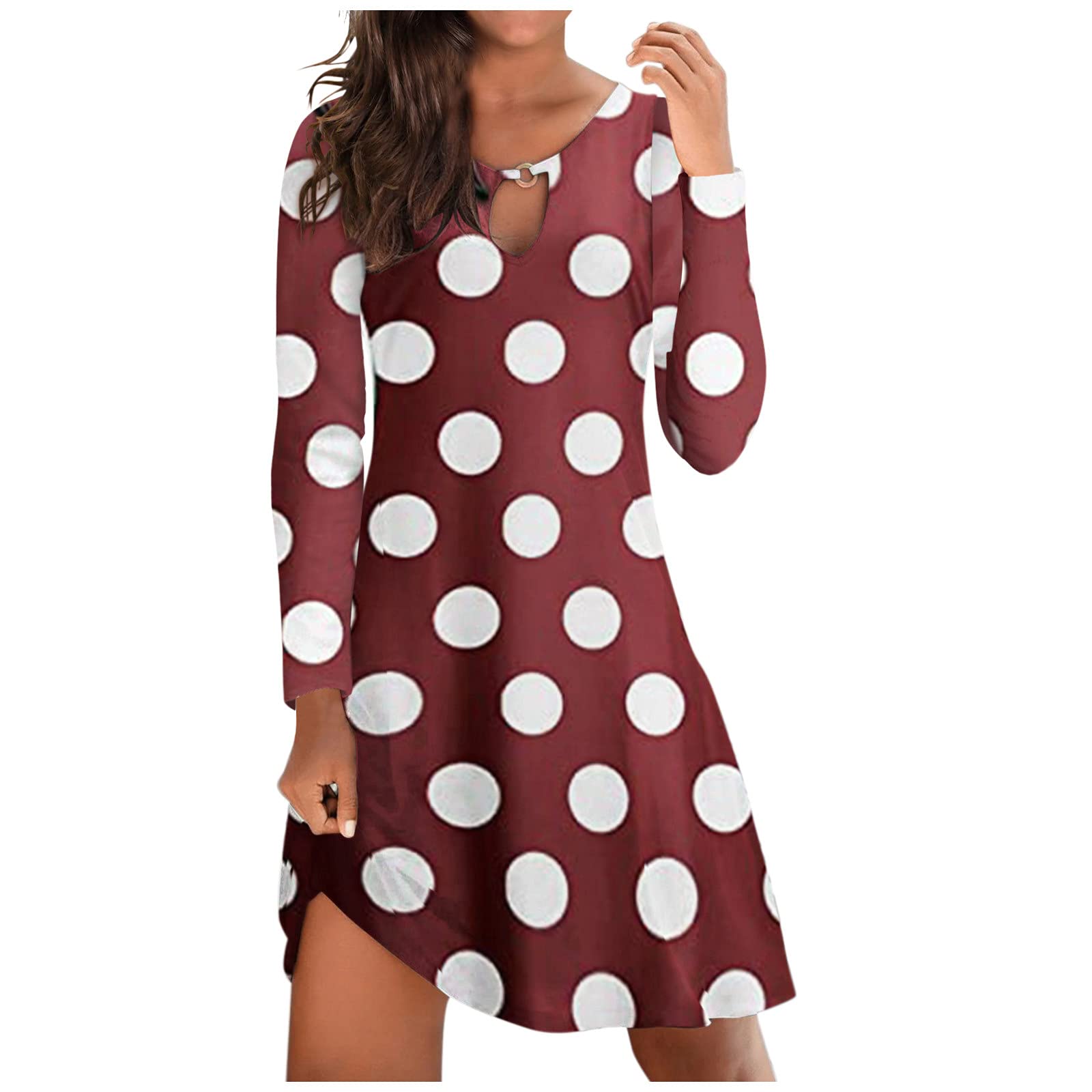 YHAIOGS Women's Summer Casual Floral Print Long Sleeve Maxi Dress - Boho Beach Sundress with Crew Neck & Loose Fit - Perfect for Vacations, Outdoor Parties, and Summer Getaways