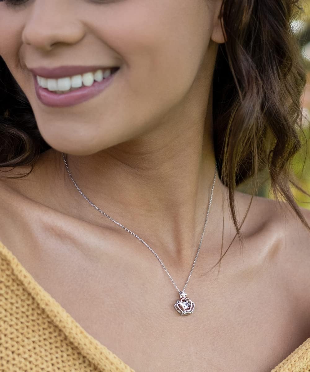 Zapbest Crown Pendant Necklace for Mom - Elegant Birthday & Mother's Day Gift from Son or Daughter | Perfect for Special Occasions & Daily Wear
