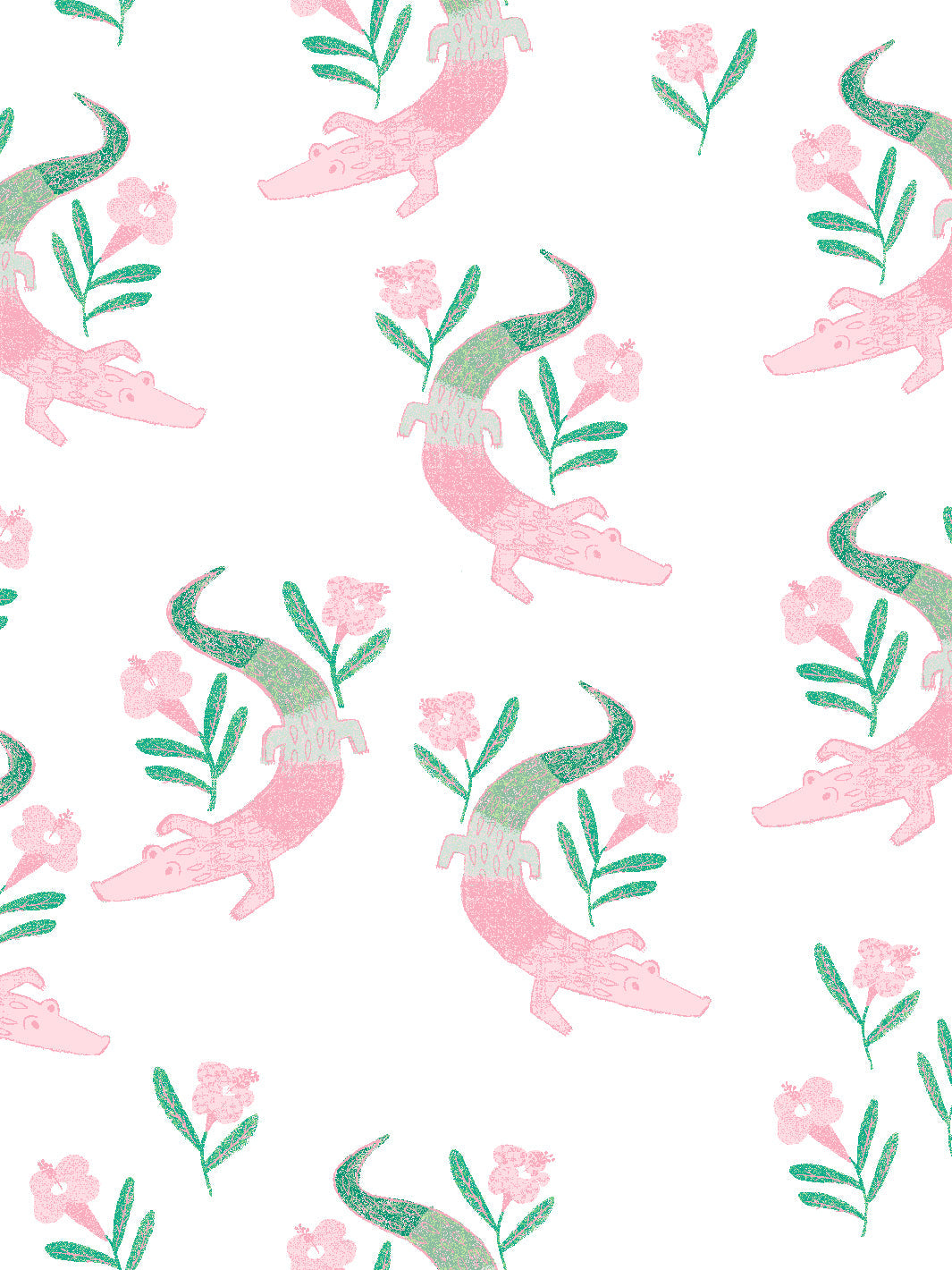 Gator Garden Wallpaper by Tea Collection - Pink Floral Peel & Stick Wallpaper for Nursery, Kids Room, Bathroom Decor