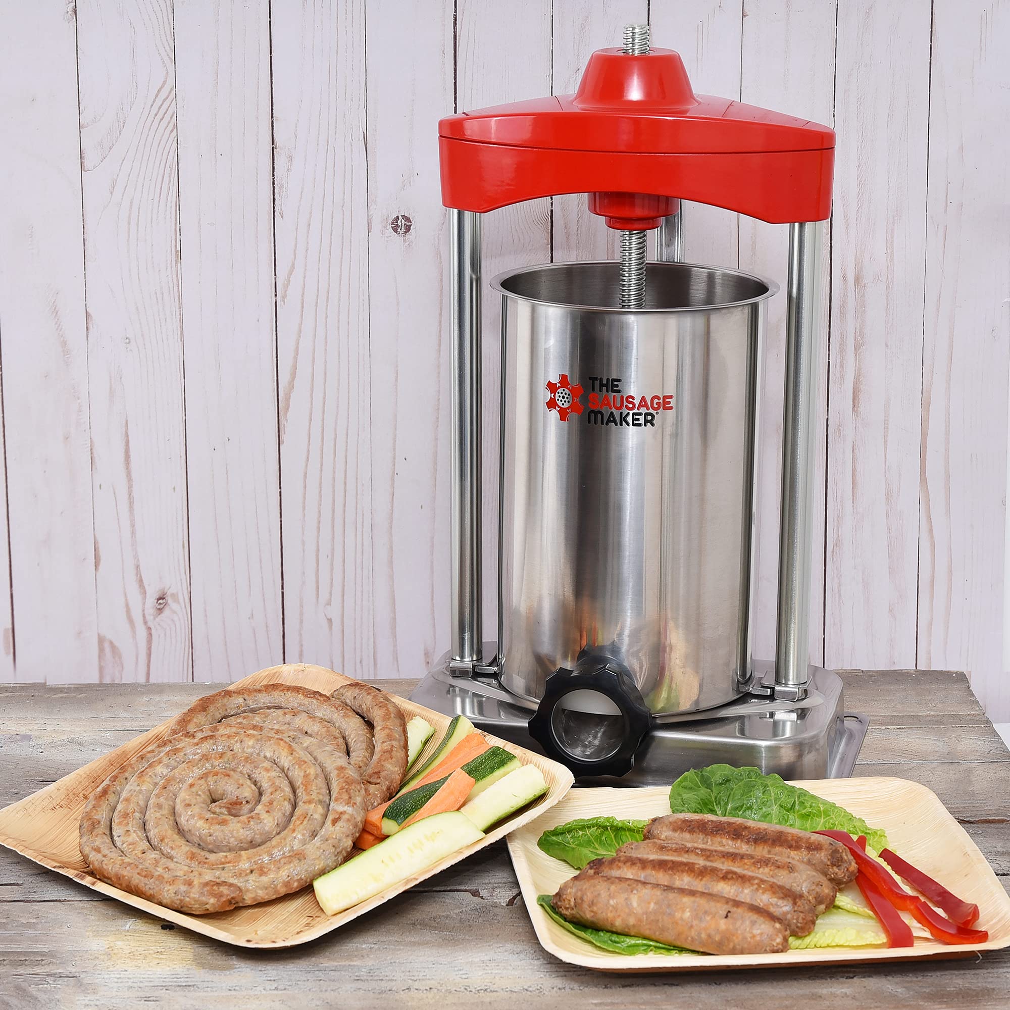 10 lb Heavy Duty Vertical Sausage Stuffer with Metal Gears & Stuffing Tubes - Professional Sausage Maker for Home Kitchen & Commercial Use - Perfect for Making Italian, Bratwurst, Chorizo & More