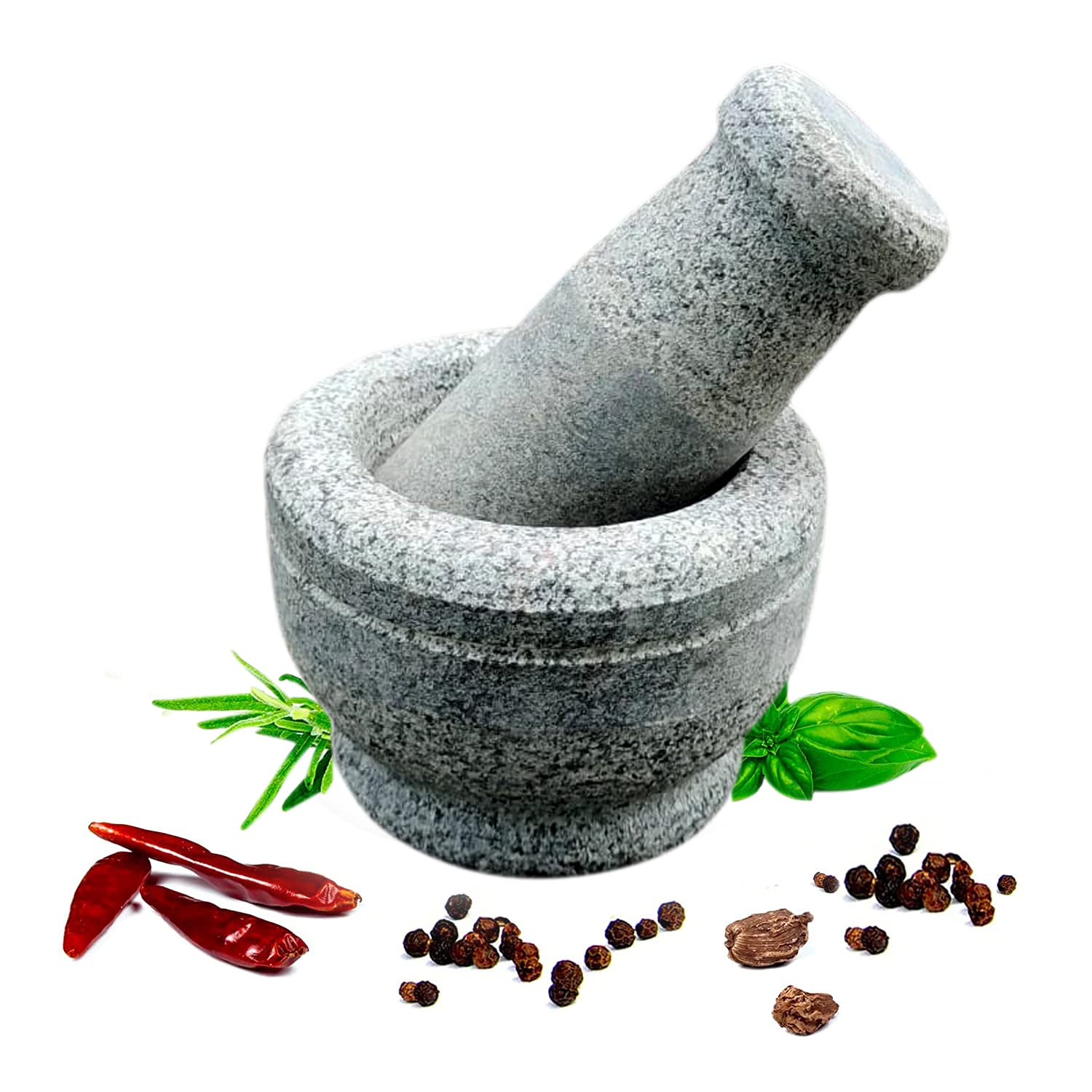 Natural Stone Pestle and Mortar Set - 4 Inch Small Size Traditional Grinder for Spices, Herbs & Garlic - Perfect for Indian Cooking, Ayurvedic Remedies & Kitchen Prep