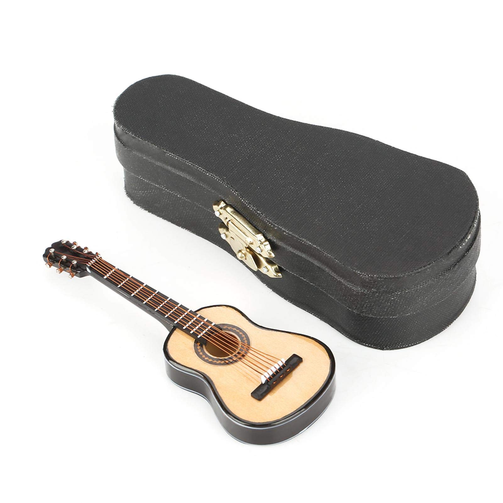 Fudax 3.9 Inch Realistic Mini Guitar Model - Handcrafted Wooden Guitar Decor for Home, Office Desk, Music Room - Perfect Gift for Musicians & Guitar Lovers