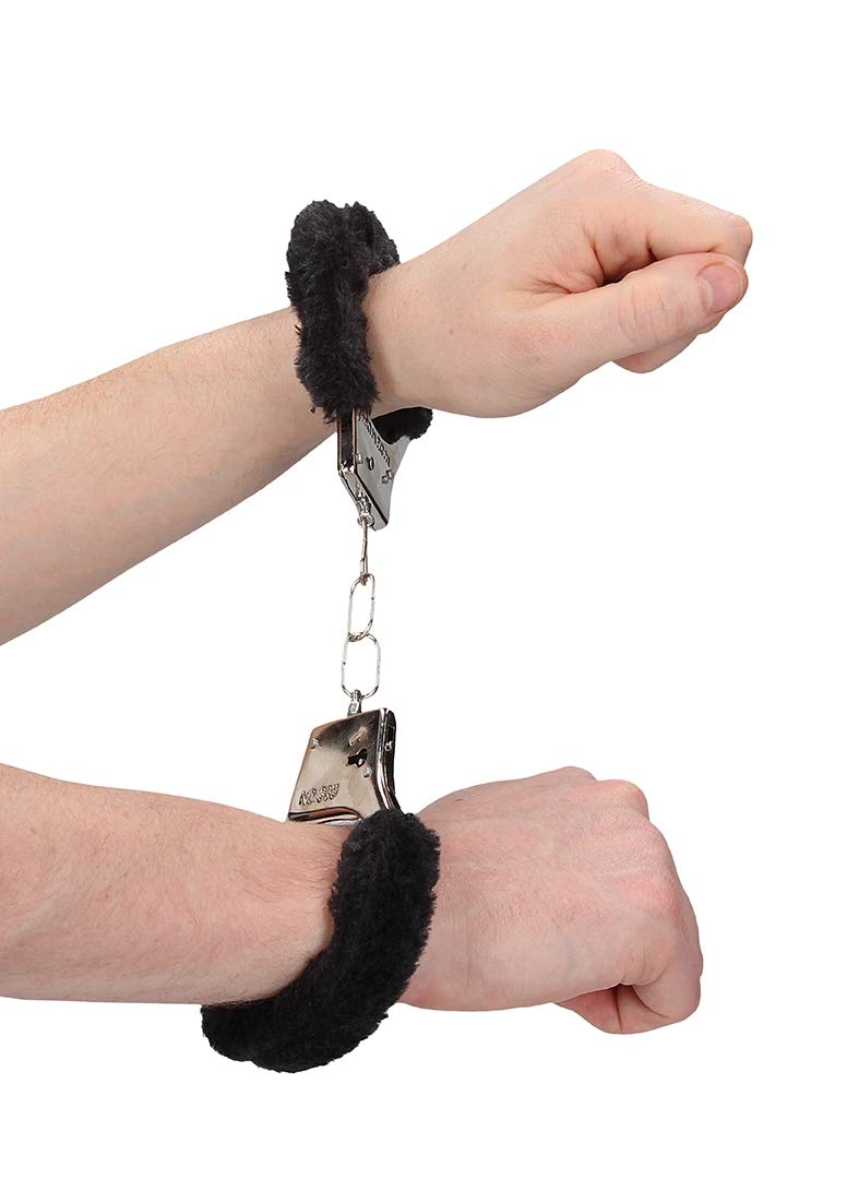 Furry Handcuffs - Soft & Playful Bondage Toy for Couples - Black - Perfect for Roleplay, BDSM & Spicing Up Your Love Life
