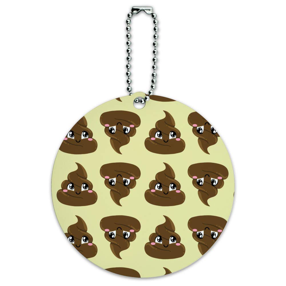 Funny Poop Design Round Luggage ID Tag - Durable Suitcase Name Tag for Carry-On Bags - Perfect for Travel Identification & Humorous Gift Idea