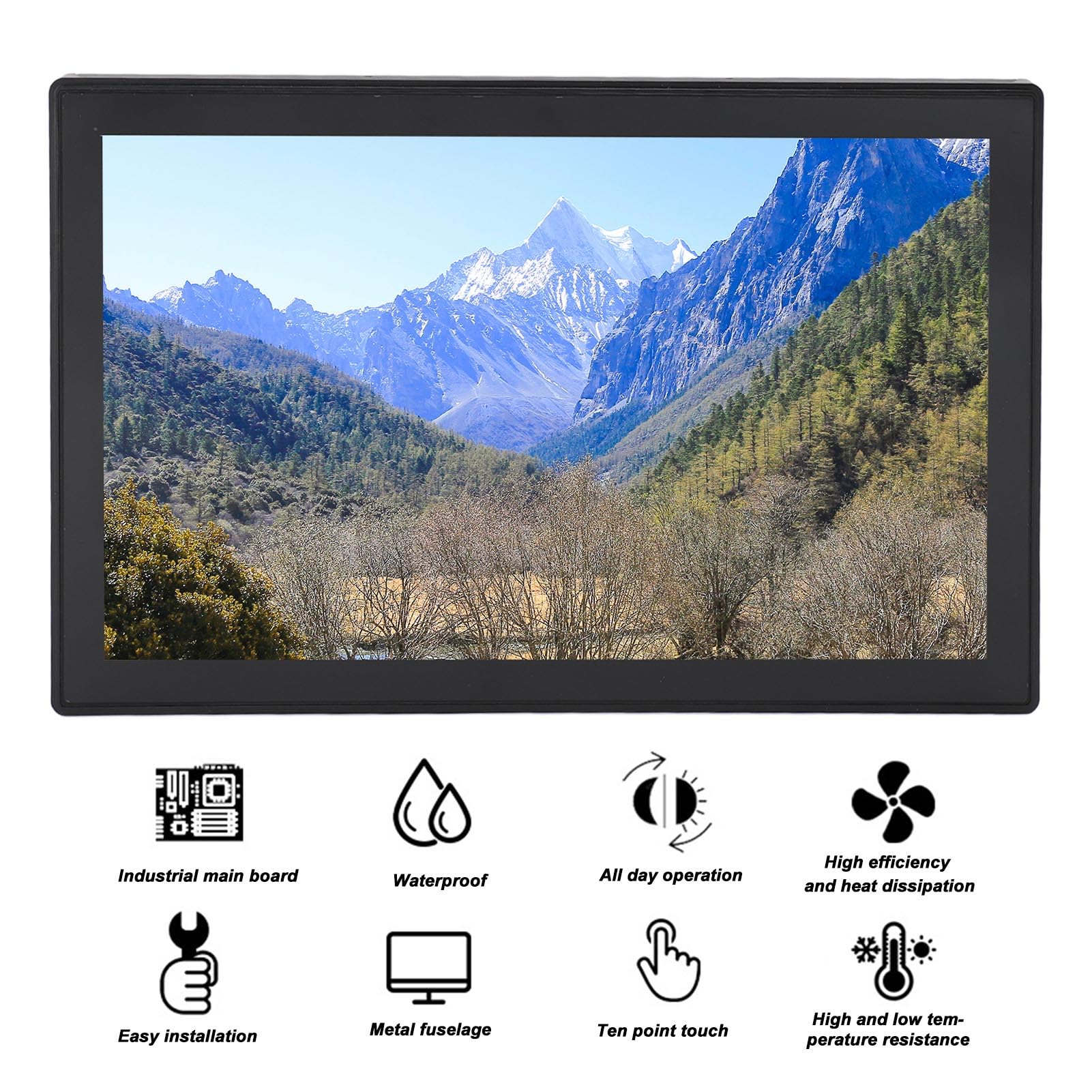 15.6 Inch Vikye Waterproof IP65 Capacitive Touchscreen LCD Monitor - Portable Outdoor Display for Laptop PC (EU Compliant) - Perfect for Industrial Kiosks, Digital Signage & Marine Applications