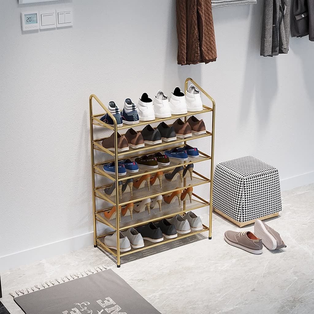 Multi-Layer Shoe Rack Organizer - Space Saving Shoe Storage for Entryway, Closet, Bedroom, Living Room, Dorm & Office - Gold Shoe Shelf for Home Organization (Perfect for Small Spaces & Shoe Collection Display)