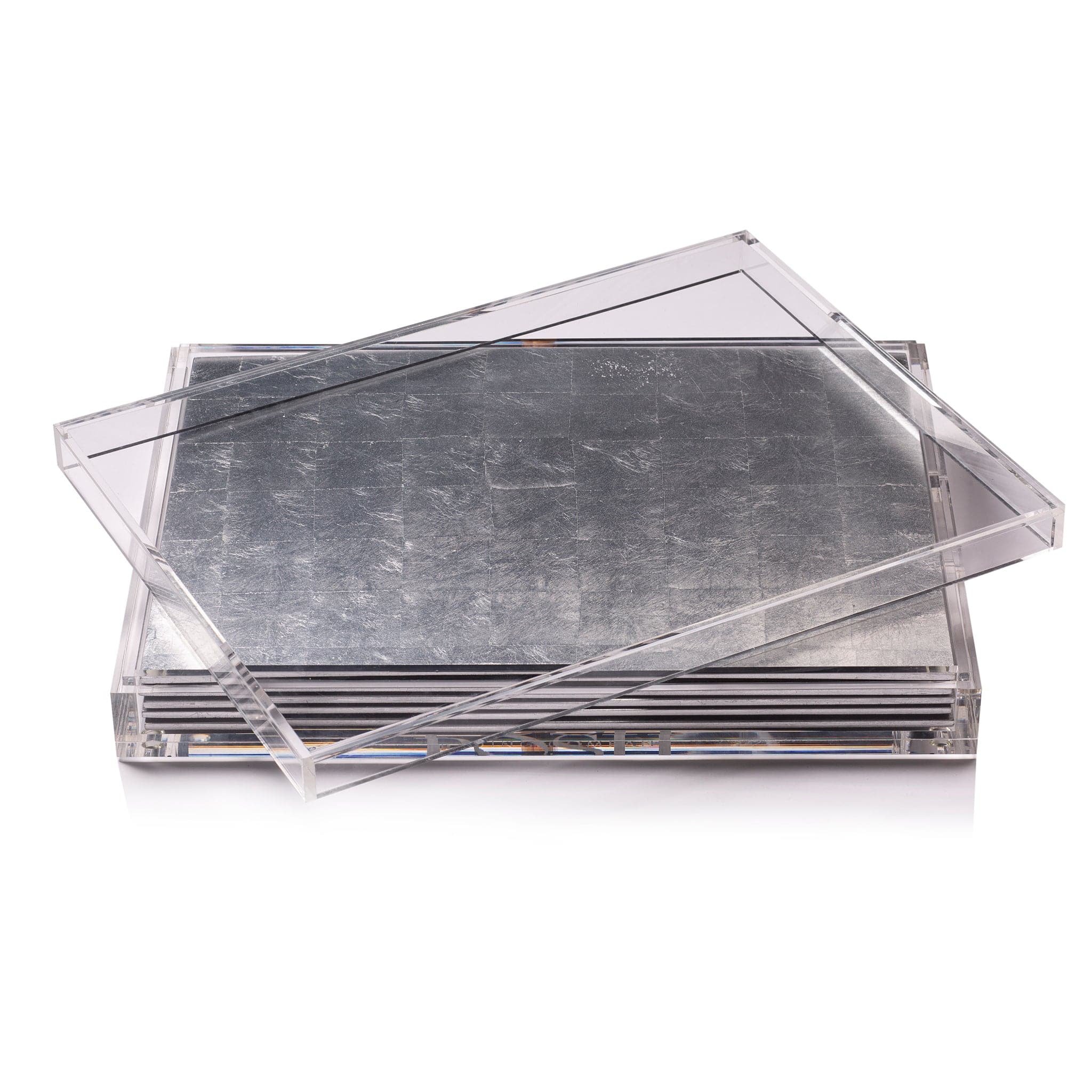 Elegant Servebox Clear Silver Leaf - Chic Matte Silver Tableware for Fine Dining & Special Occasions