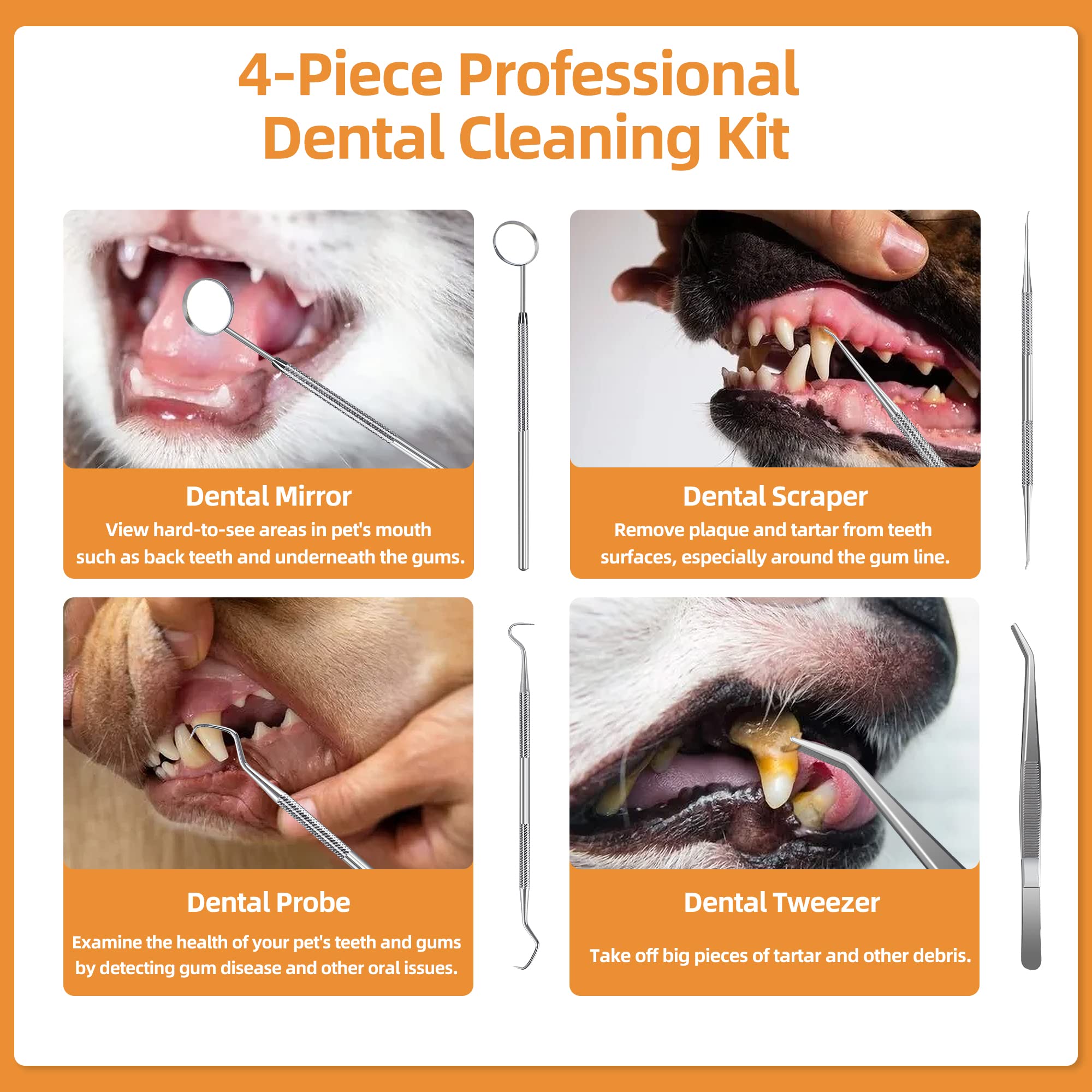 Rechargeable Ultrasonic Dog Teeth Cleaner with LED Light - 5 Mode Pet Dental Scaler Kit with 3 Cleaning Heads - Plaque & Tartar Remover for Dogs & Cats - At-Home Pet Dental Care for Small, Medium & Large Breeds - Perfect for Daily Cleaning, Fresh Breath & Travel - Ideal for Home Use, Grooming Salons & Vet Clinics - Great for Pet Owners, Travel & Professional Care - Best for Home Dental Care, Travel Grooming & Veterinary Use