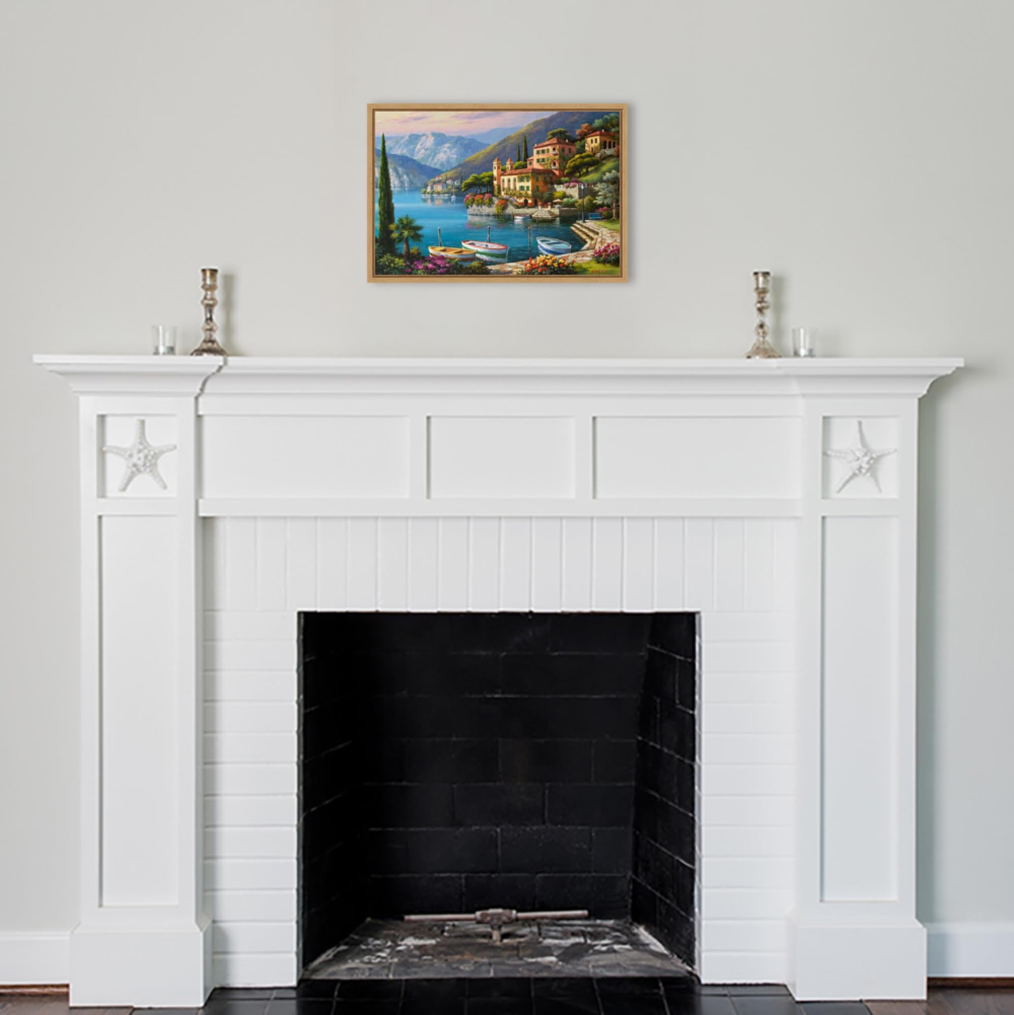 Amanti Art Framed Canvas Wall Art 16x23 - Villa Bella Vista Landscape Painting by Sung Kim, Modern Home Decor for Living Room, Bedroom, Bathroom & Kitchen | Perfect for Housewarming Gifts & Interior Design