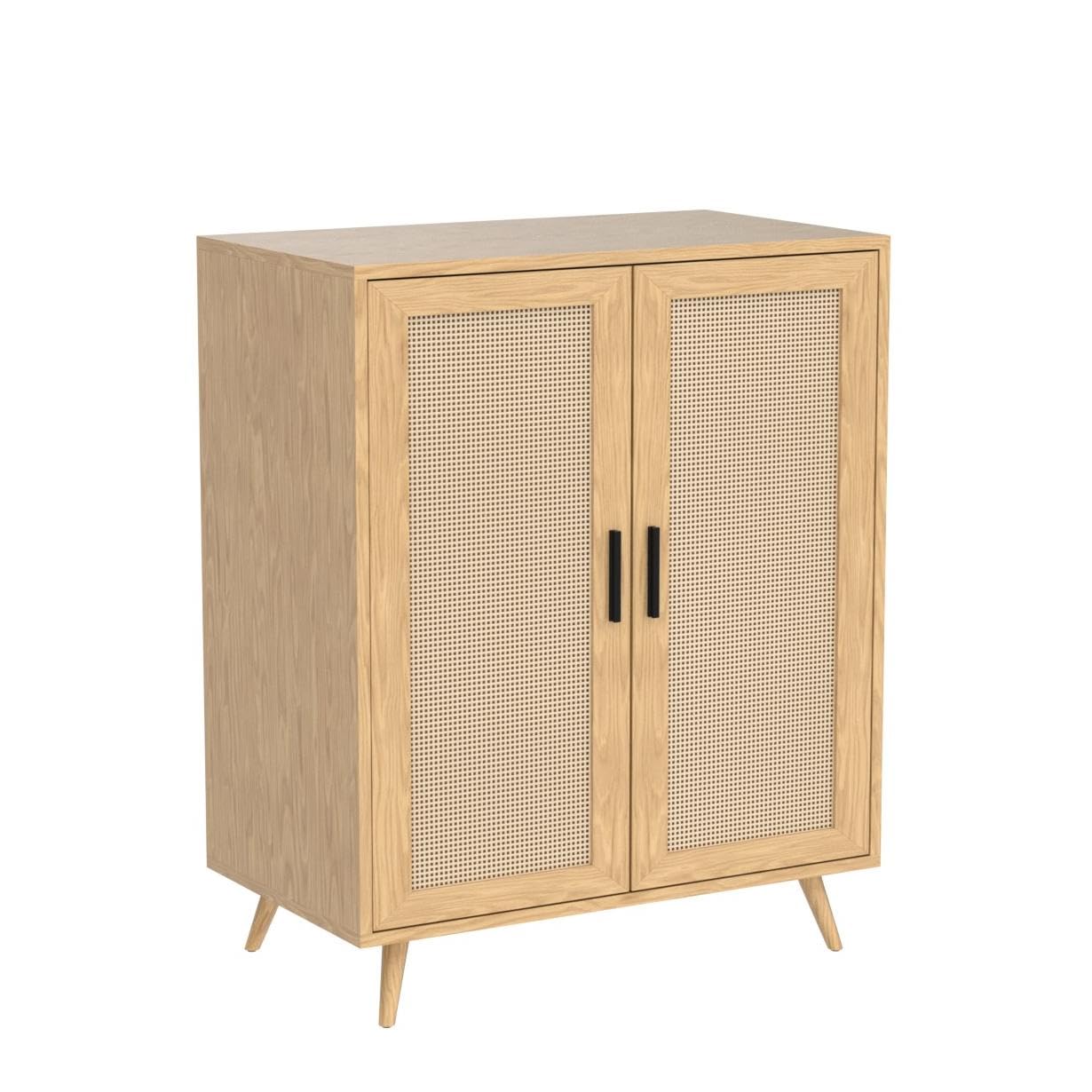 Xilingol Rattan Storage Cabinet - Buffet Sideboard with Woven Rattan Doors & Solid Pine Wood Feet - Entryway, Hallway, Living Room Accent Furniture - Perfect for Farmhouse, Coastal, or Boho Home Decor