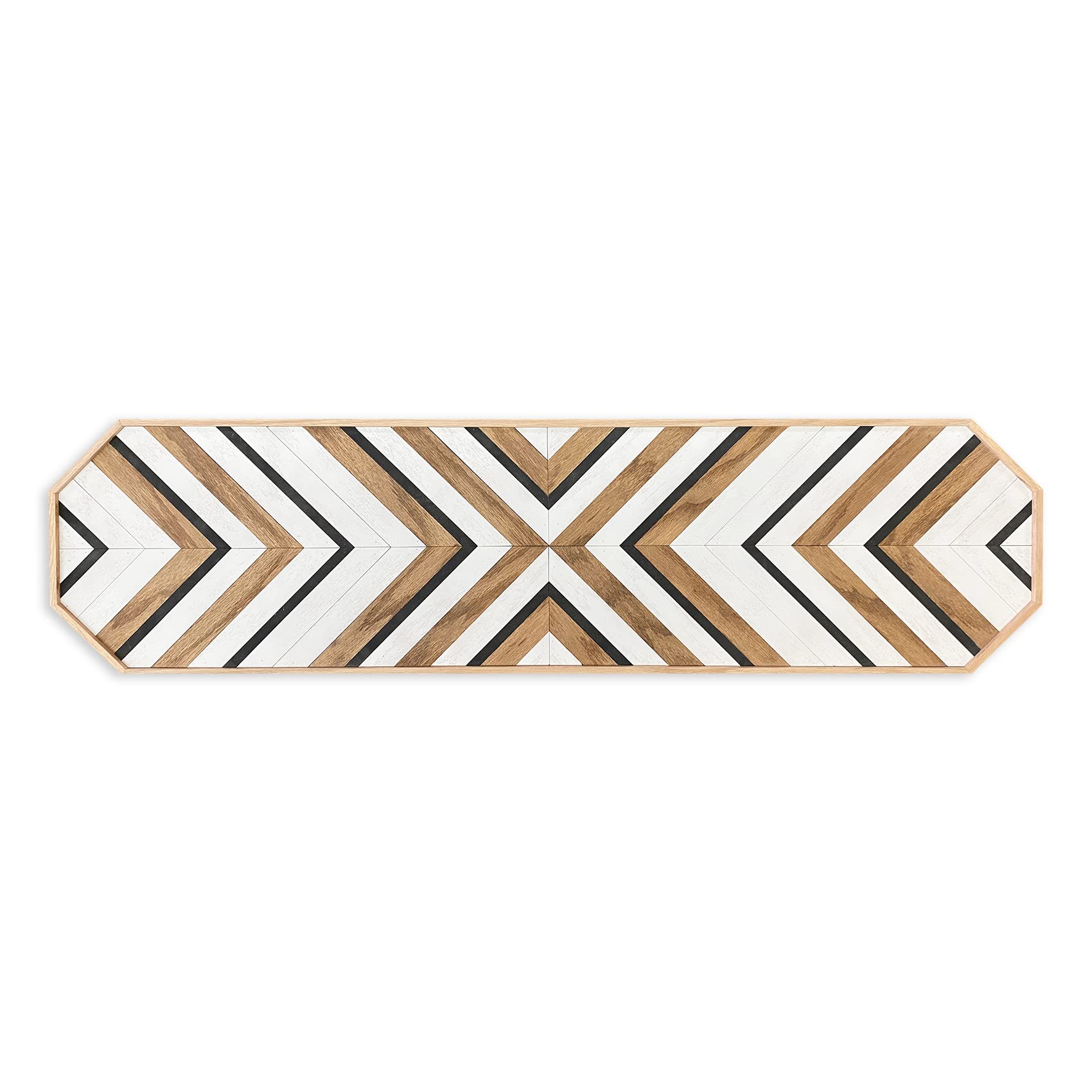 Salem Wood Ottoman Tray - Large 12x48 Serving Tray for Dining Table Centerpiece, Kitchen Island Decor & Coffee Table Accent | Modern White Decorative Bowl for Home Entertaining & Living Room Organization