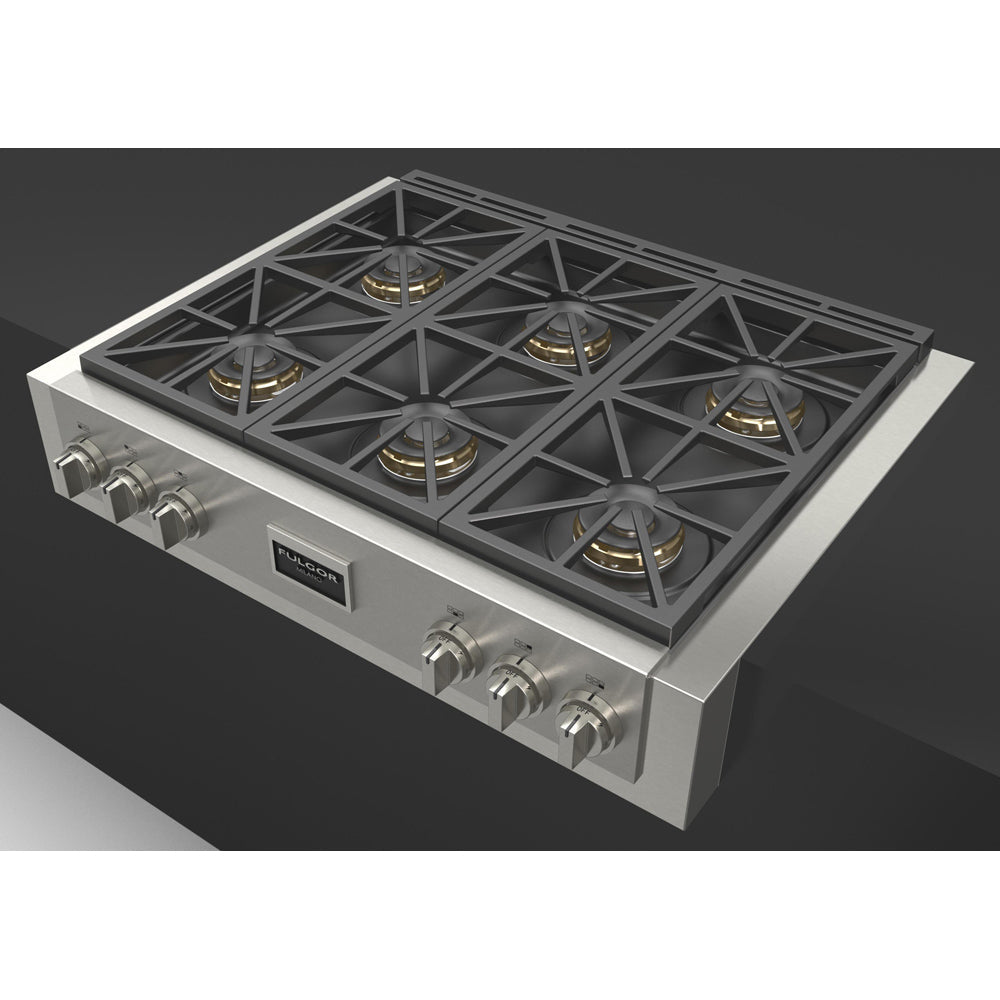 Fulgor Milano 36 Inch 600 Professional Series All Gas Rangetop Stainless Steel Cooktop F6GRT366S1 - Perfect for Professional Kitchens & Home Chefs