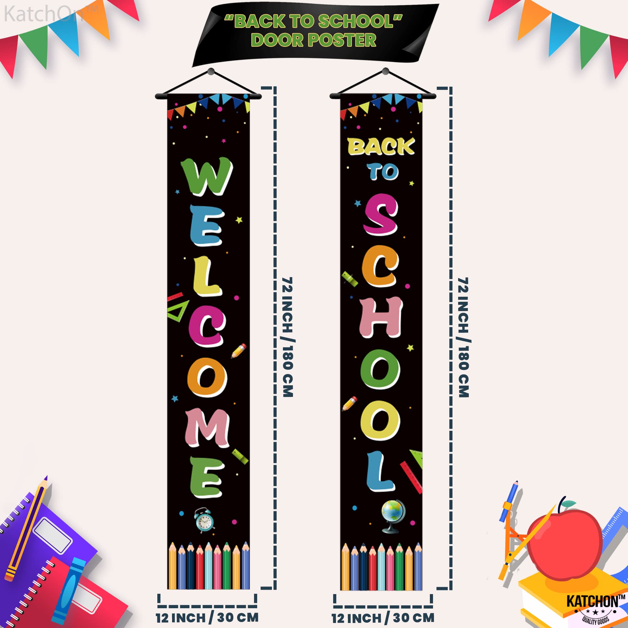 KatchOn Extra Large Welcome Back to School Banner - 72x12 Inch, First Day of School Decorations for Classroom Doors & Walls | Perfect for School Decor, Teacher Welcome Signs, Back to School Parties & Photo Backdrops
