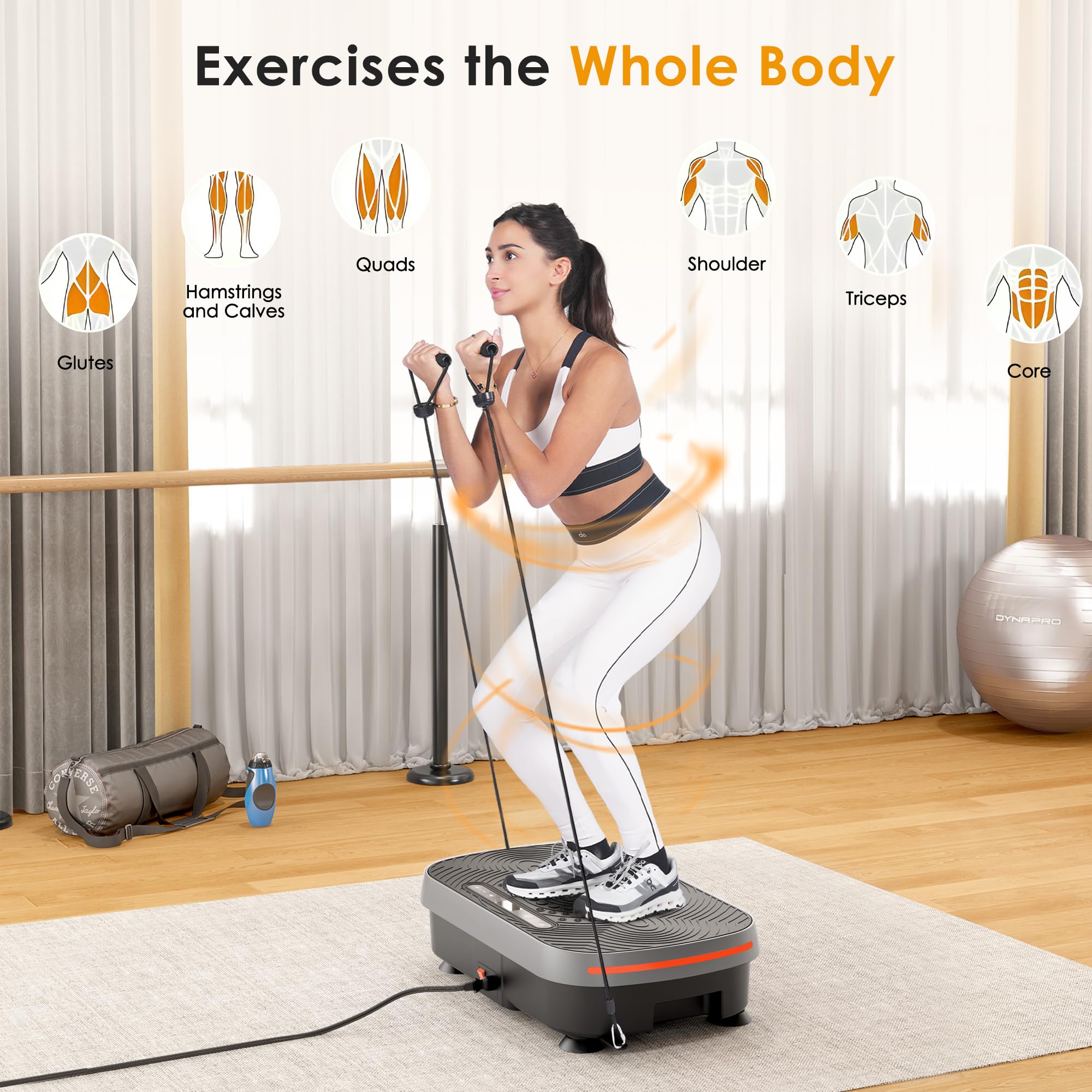SogesHome Vibration Plate Exercise Machine - 400LBS Capacity Whole Body Workout Platform for Lymphatic Drainage & Weight Loss | Home Gym Equipment for Women & Men | Perfect for Fat Burning, Muscle Toning & Relaxation After Workouts