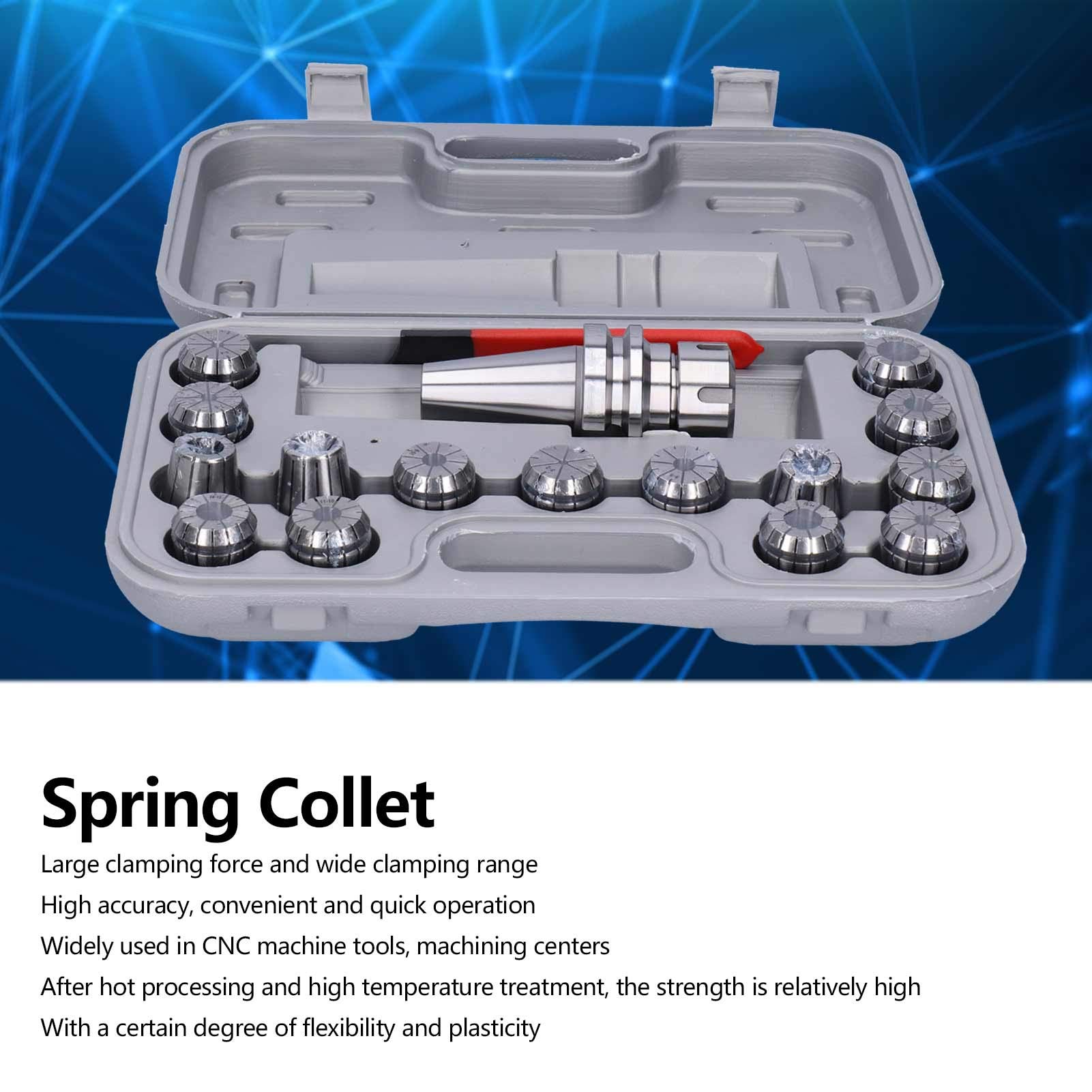 15Pcs 20CrMnTi Spring Collet Set - CNC Machine Tool Holder for Milling, Lathe & Engraving | High Elasticity ER Collet Chuck | Perfect for CNC Machining, Metalworking & Precision Engineering