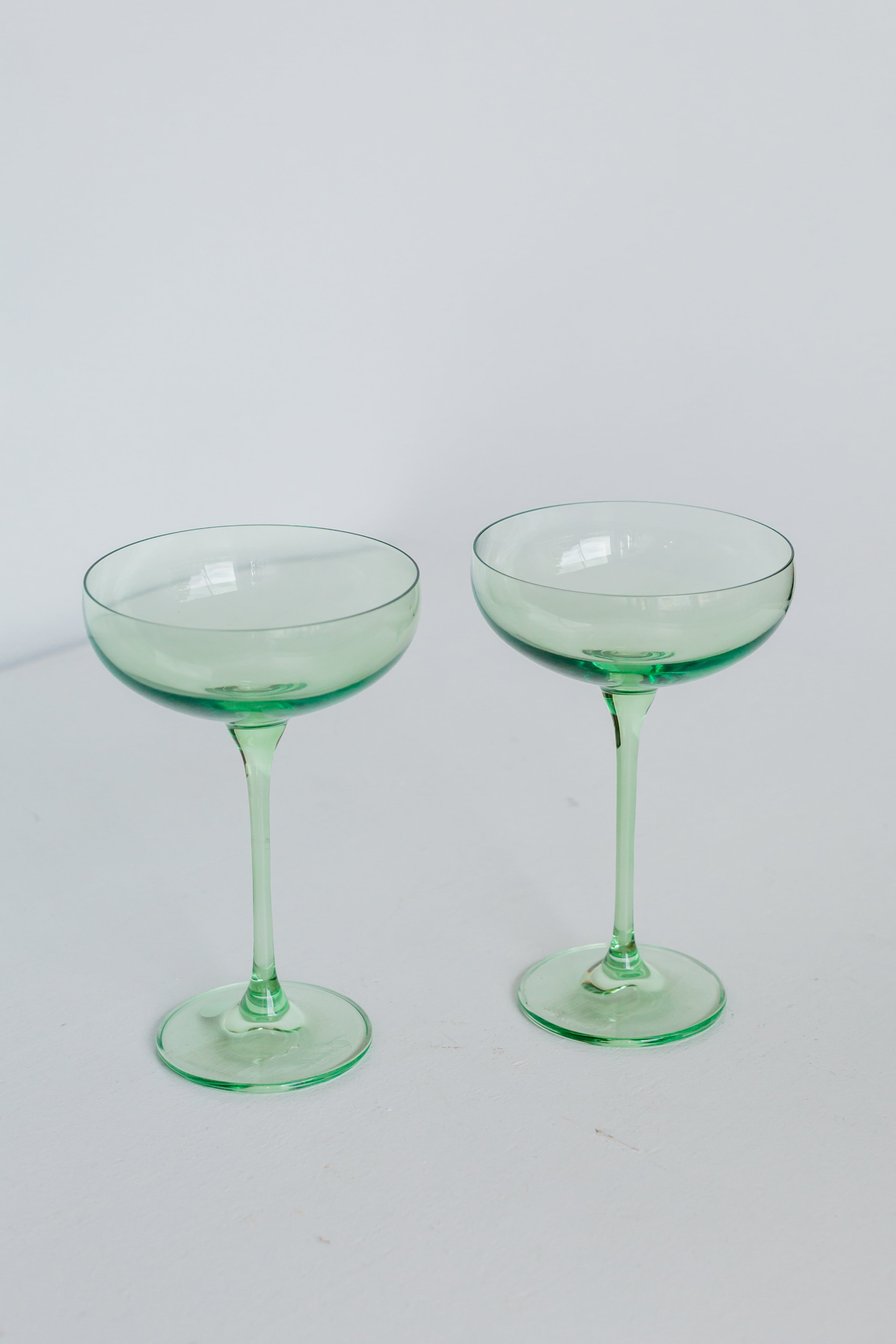 Elegant Estelle Colored Champagne Coupe Glasses Set of 2 - Mint Green Stemware for Wedding, Bridal Shower & Special Occasions