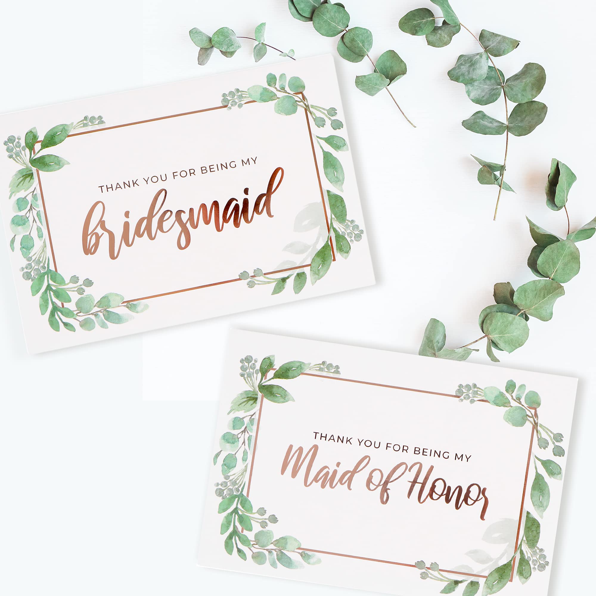 Elegant Thank You Bridesmaid Gift Box Set of 6 with Eucalyptus - Perfect for Wedding Party Favors, Bridal Shower Gifts & Appreciation Presents
