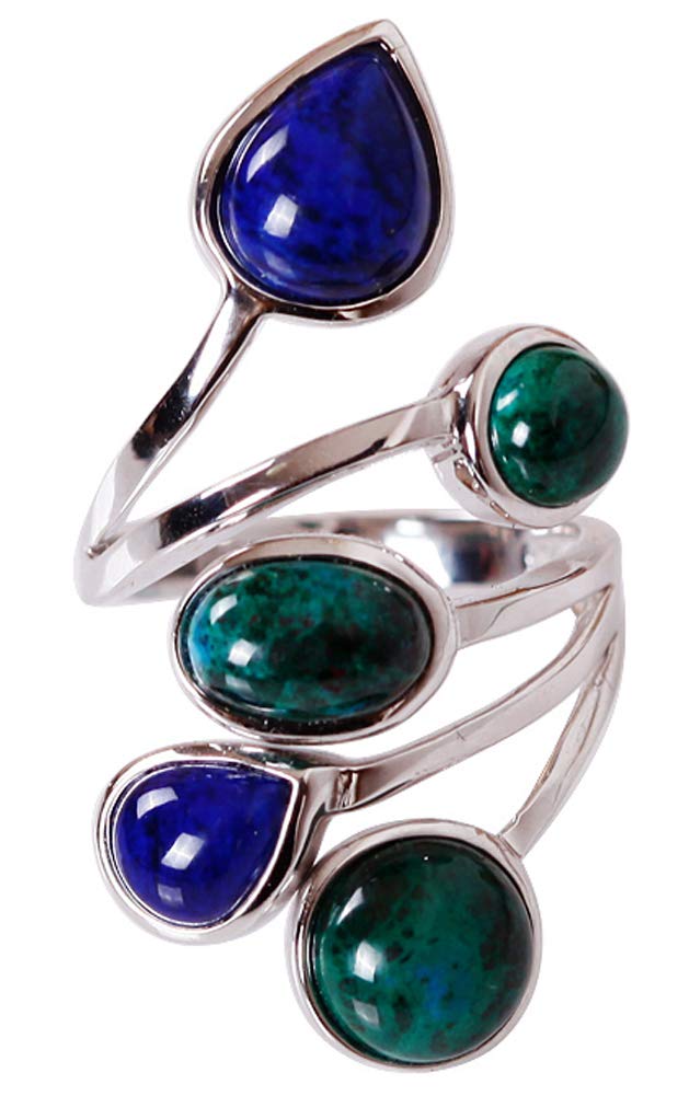 CHXISHOP Women's 925 Sterling Silver Gemstone Ring - Adjustable Opening Band with Colorful Stones, Fashion Jewelry for Daily Wear & Special Occasions