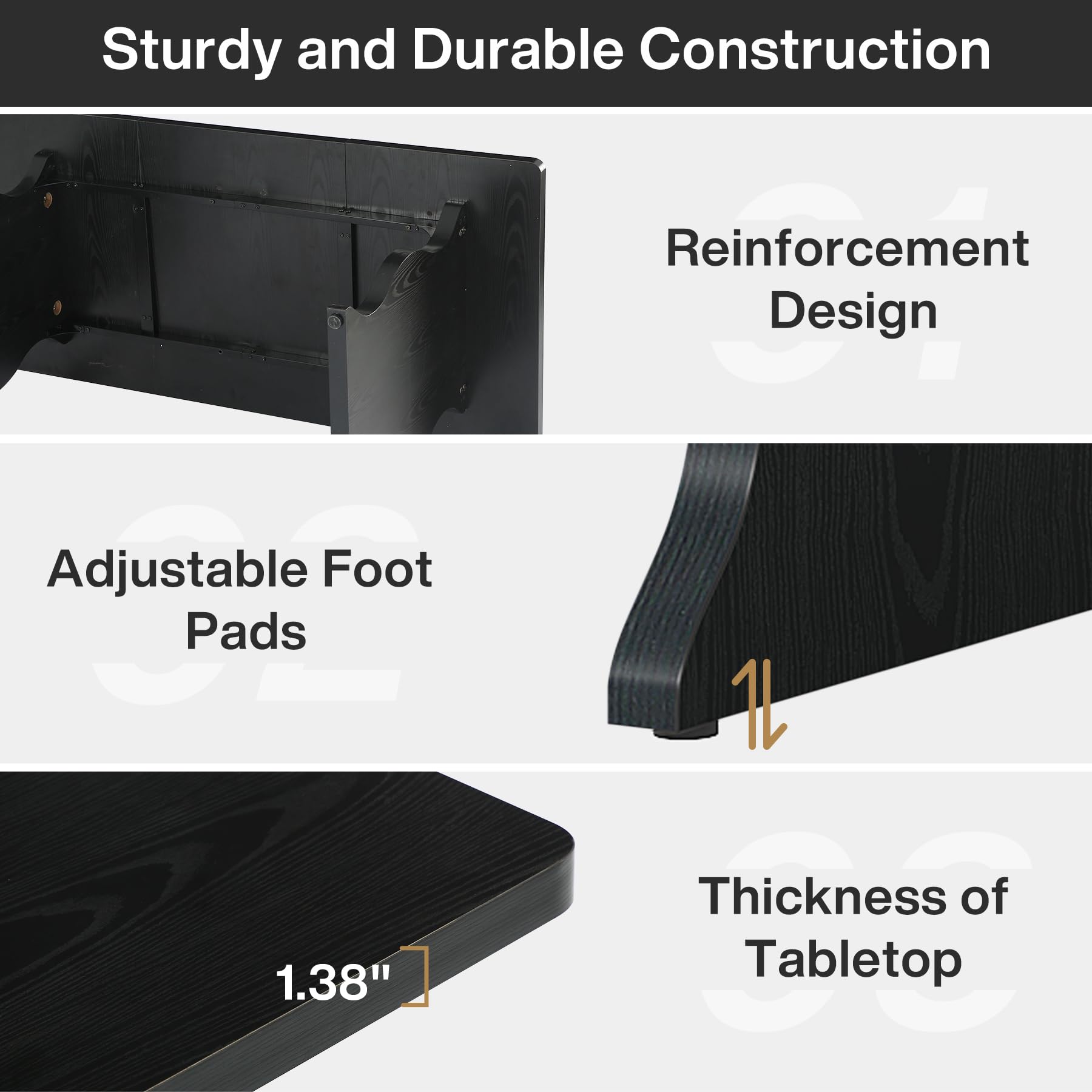 Tribesigns 63-Inch Large Executive Desk - Modern Computer Office Desk & Gaming Workstation with Sturdy Metal Legs, Black - Perfect for Home Office, PC Gaming & Writing Workspace