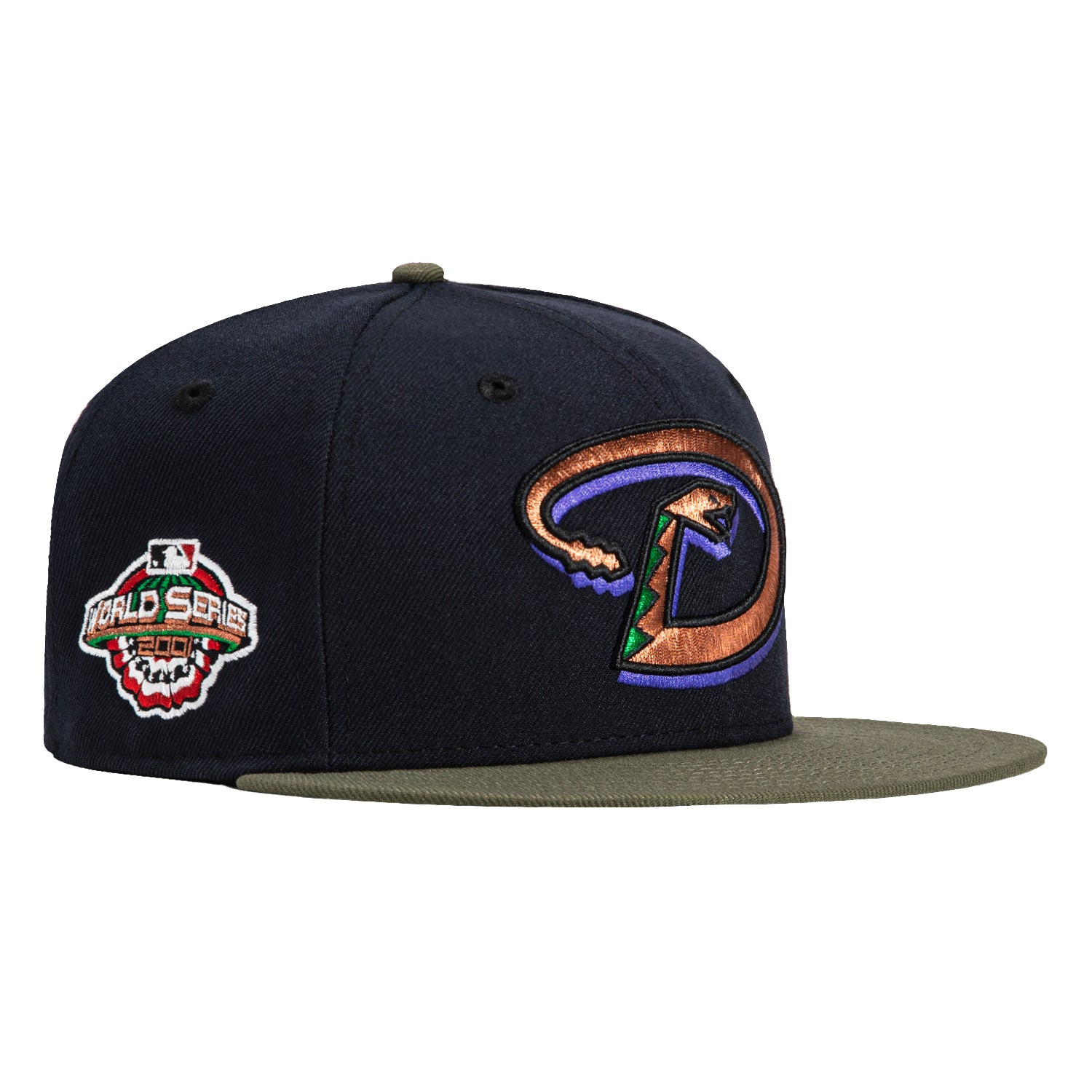 New Era 59Fifty Arizona Diamondbacks 2001 World Series Patch Snapback Hat - Navy & Olive - MLB Baseball Cap for Fans & Collectors - Perfect for Games, Sports Events & Casual Wear