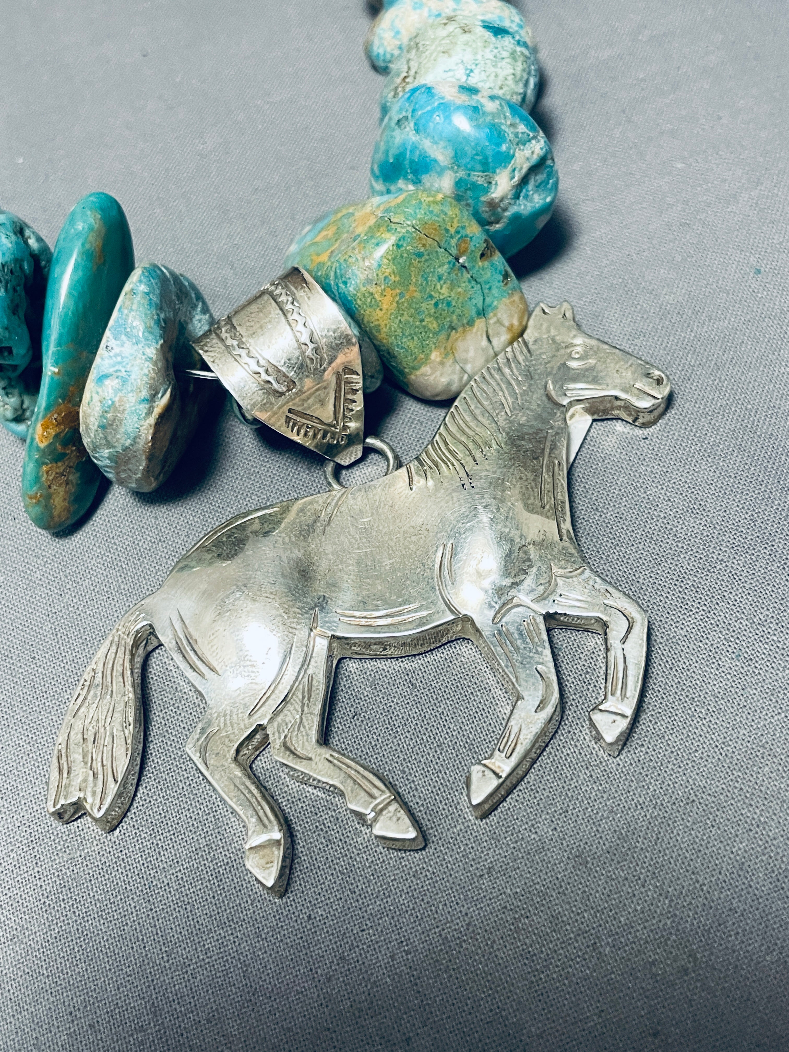 Authentic 176g Navajo Turquoise Sterling Silver Necklace - Handmade Native American Jewelry for Women, Perfect for Boho Fashion & Special Occasions