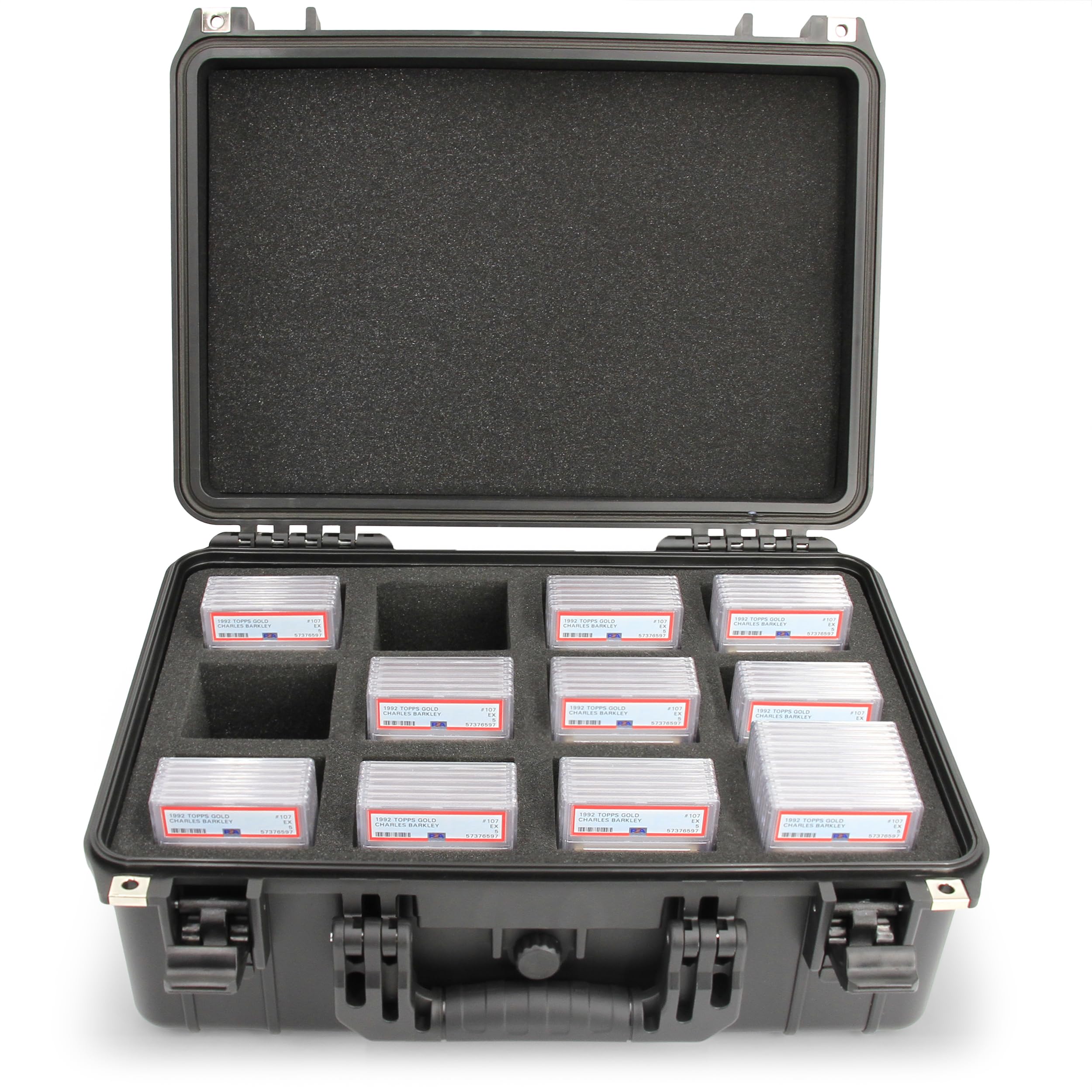CASEMATIX Graded Card Case - Holds 130 PSA Graded Sports Trading Cards | Waterproof Card Storage Box with 12 Dividers | Perfect for Collectors & Card Show Protection