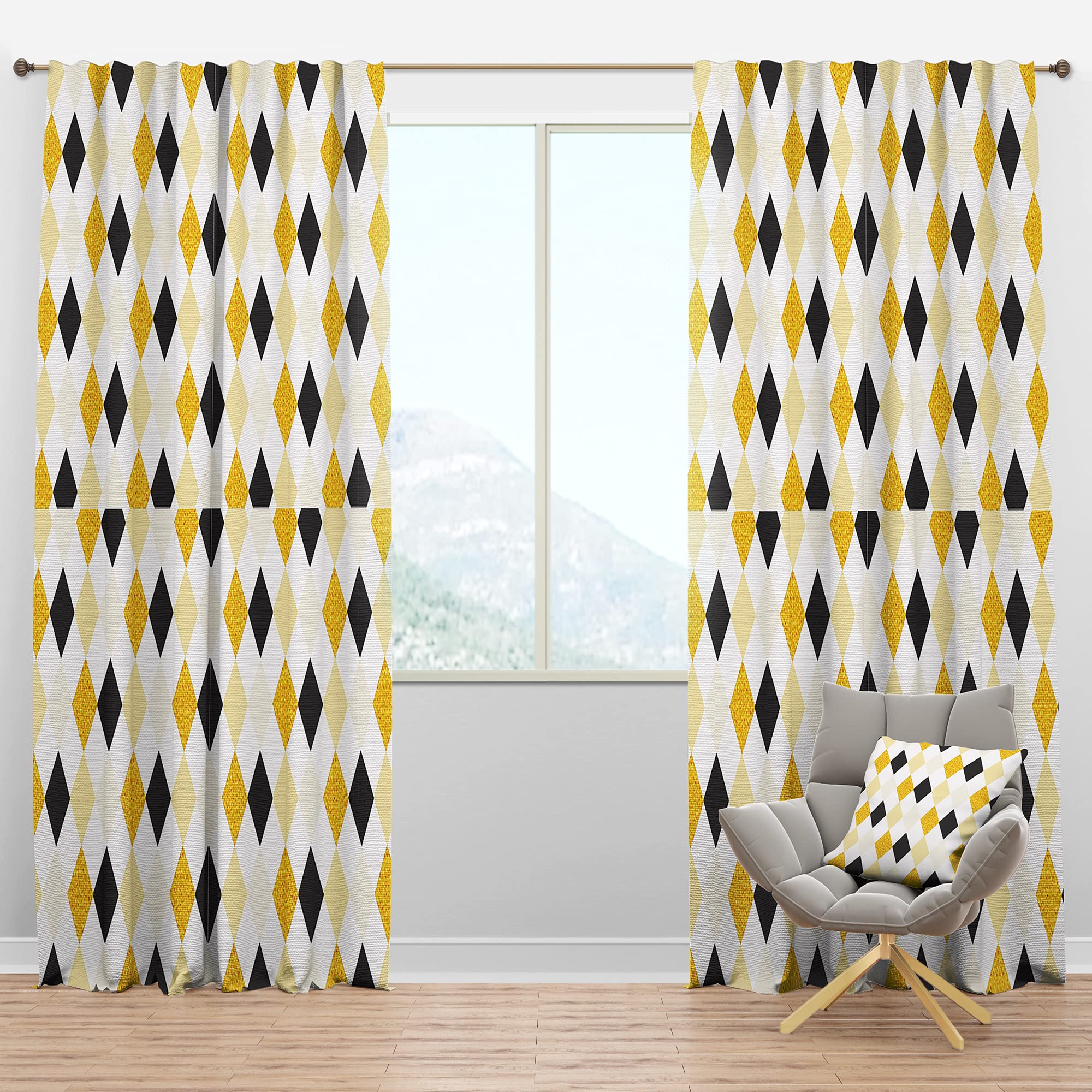 DesignQ Blackout Curtains 'Gold Chic Design II' - Thermal Insulated Single Panel (52x95 inches) for Bedroom & Living Room - Elegant Window Drapes for Better Sleep & Energy Savings
