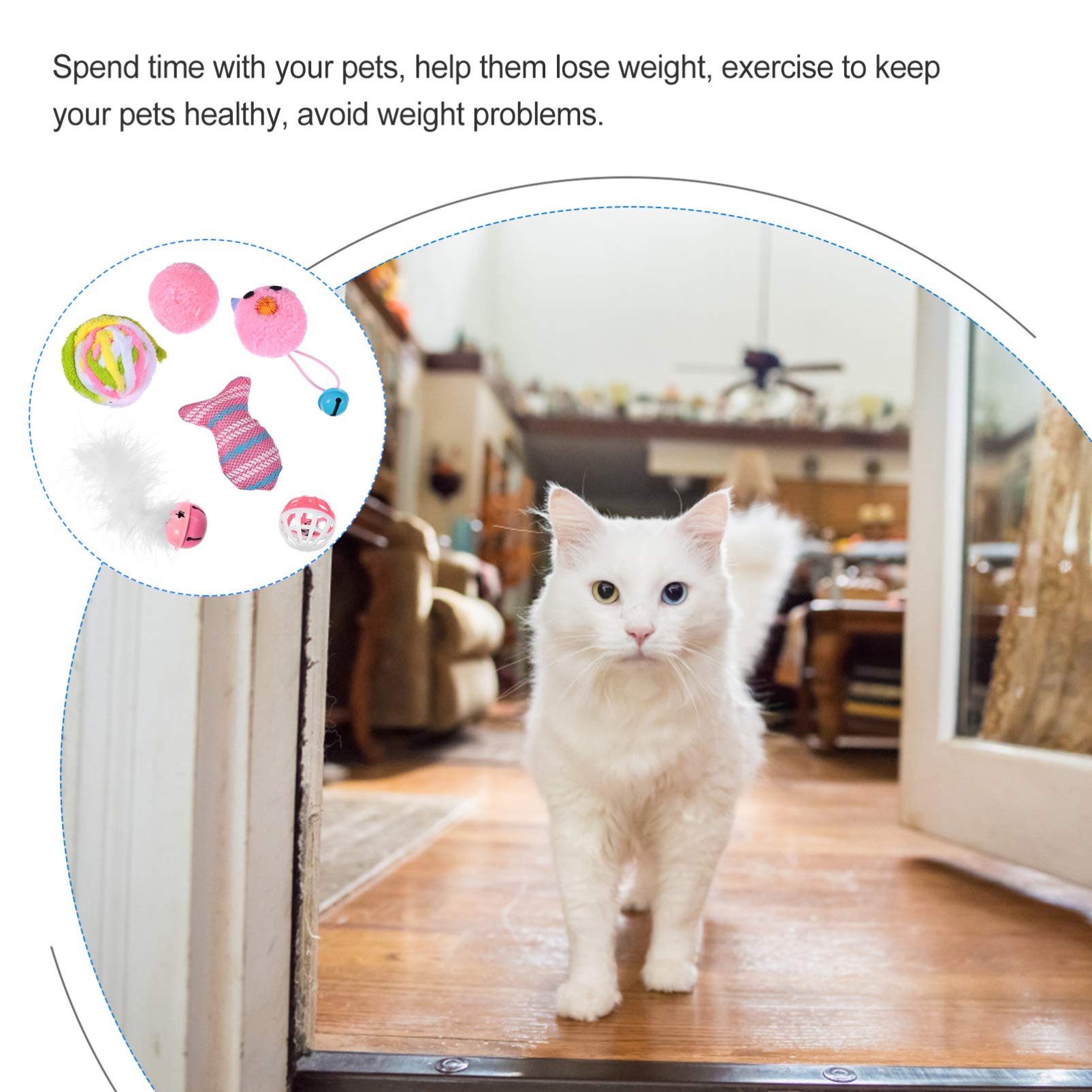 Balacoo 6-Piece Cat Toy Set - Interactive Plush Chew Toys with Bell for Kittens & Adult Cats - Perfect for Playtime, Training, and Indoor Entertainment