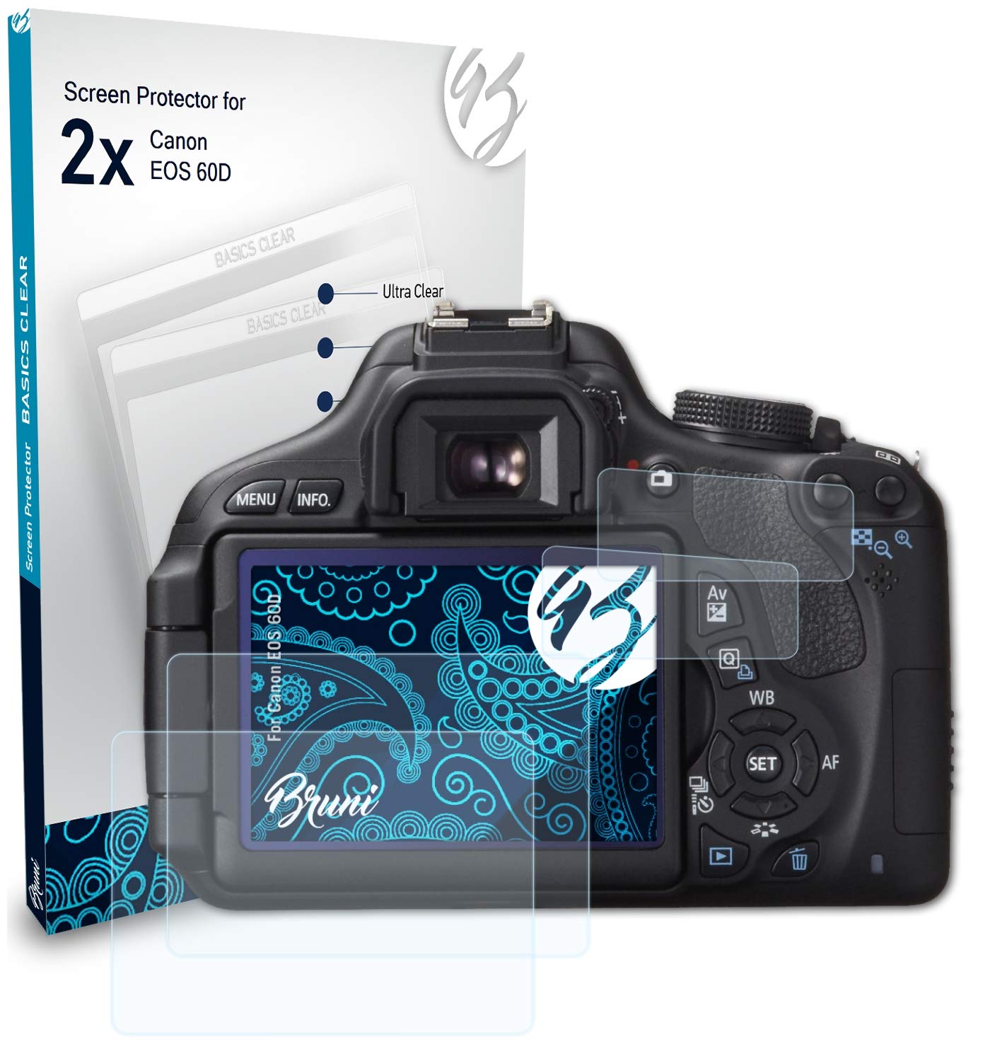 Canon EOS 60D Screen Protector - 2 Pack HD Clear Camera LCD Protective Film for Scratch Resistance - Perfect for Outdoor Photography & Travel Shooting