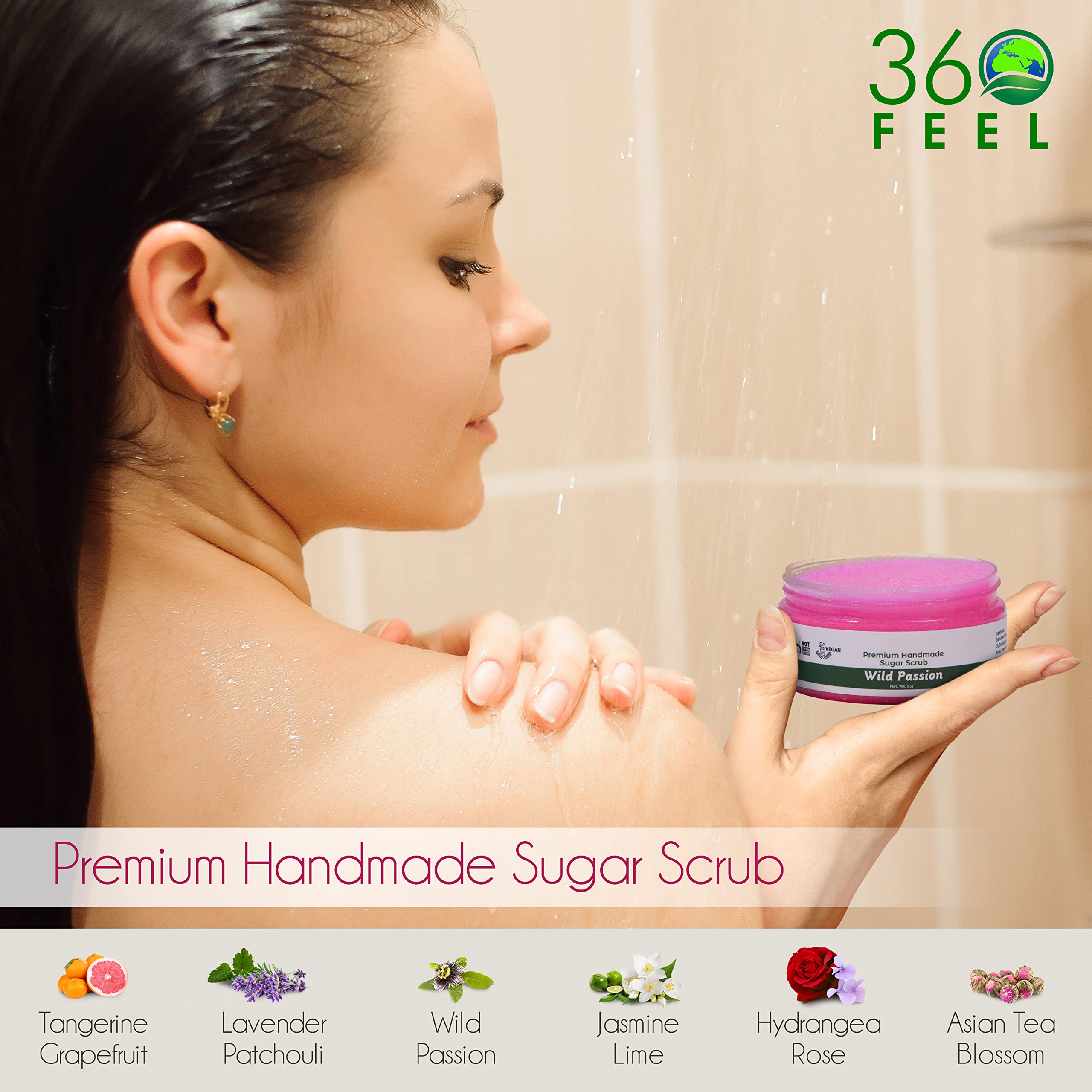 Wild Passion Sugar Body Scrub for Acne Scars & Stretch Marks - Exfoliating Foot & Body Scrub for Women - 8 fl oz - Perfect for Spa Day & At-Home Skincare Routine